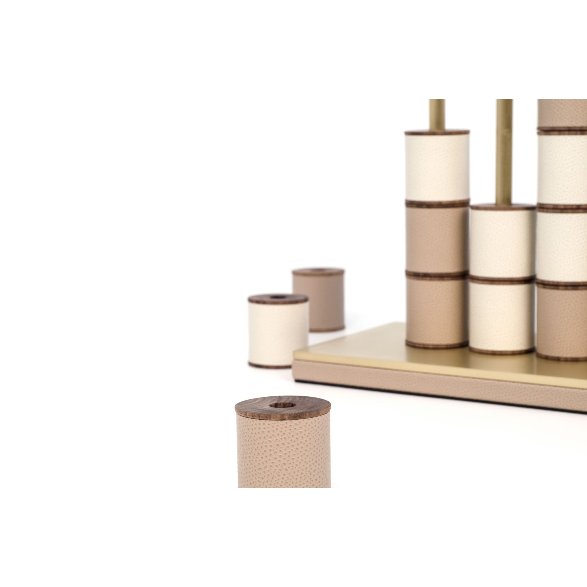 Connect Four Set in Italian Leather, Walnut Wood & Brass | Pinetti Collection