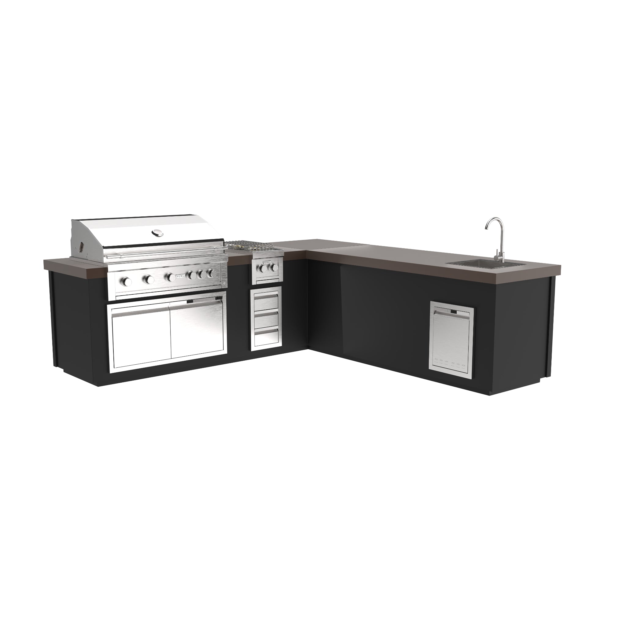 112" Outdoor Kitchen Corner Island with Grill | Maestro Collection I -  Outdoor Kitchen -  The Outdoor Plus 
