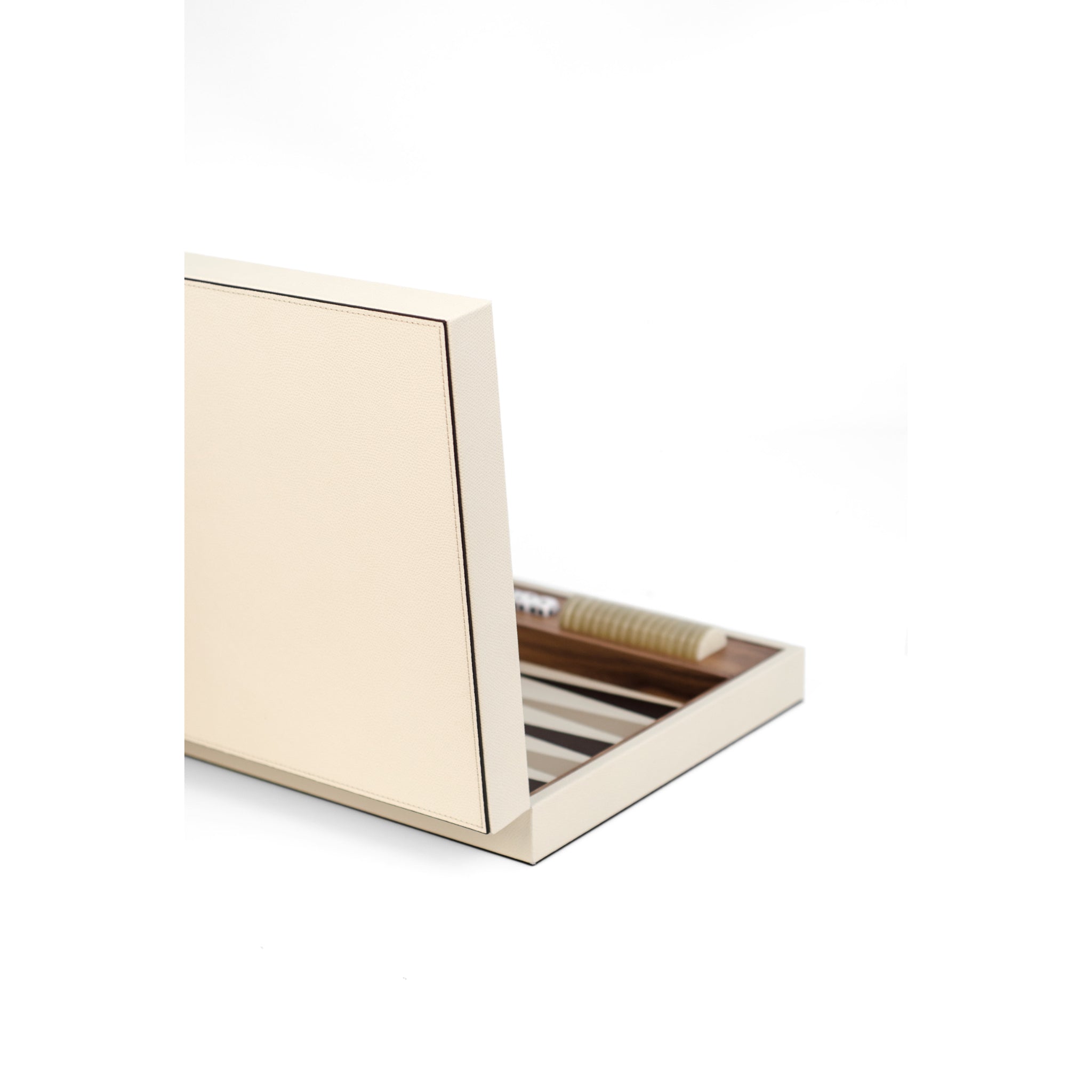 Backgammon Set in Italian Leather, Walnut Wood & Pearl | Pinetti Collection
