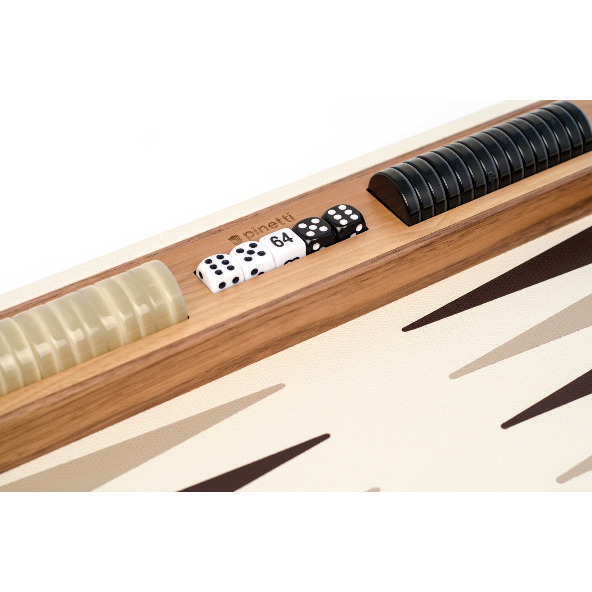 Backgammon Set in Italian Leather, Walnut Wood & Pearl | Pinetti Collection