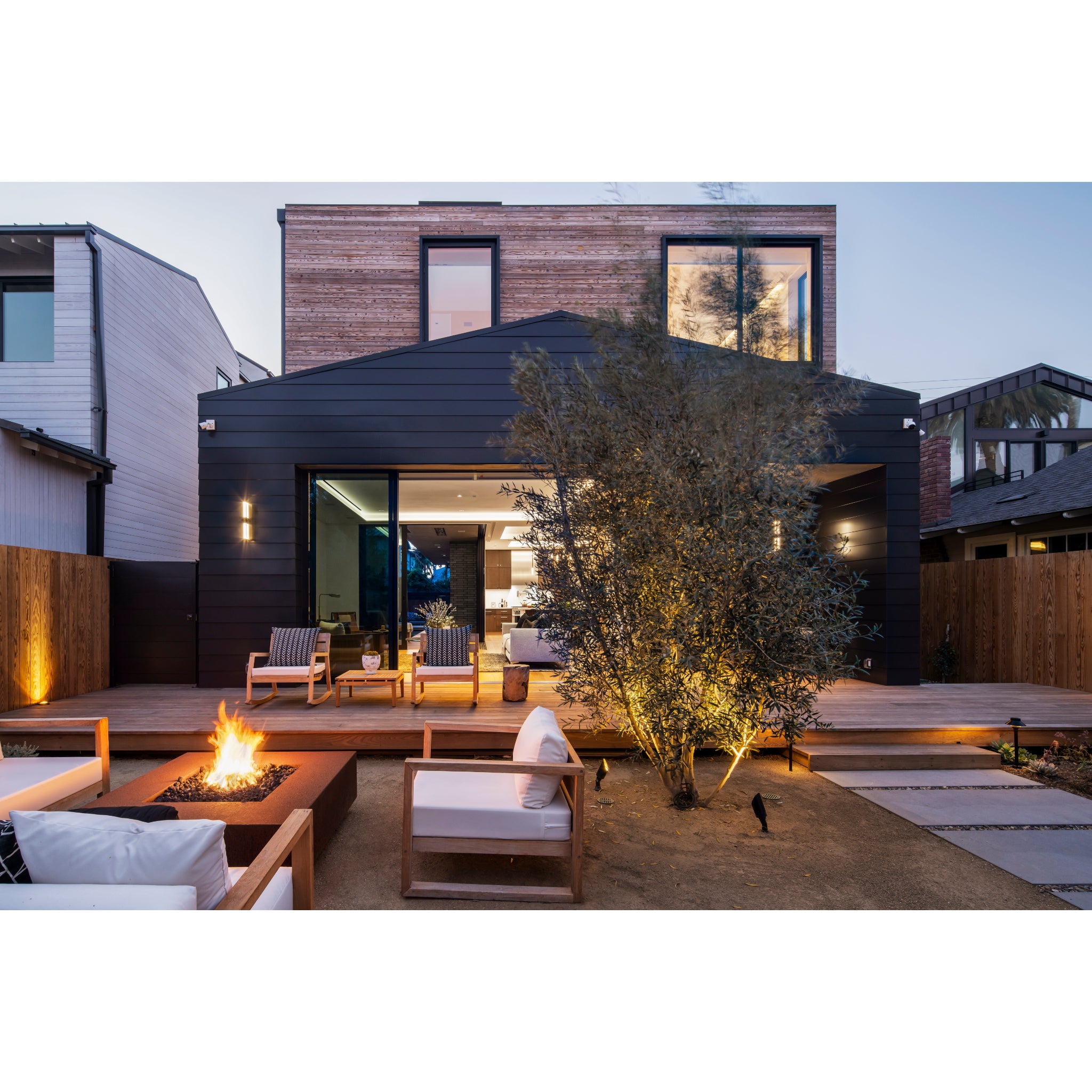 Cabo Square Fire Pit at Night, Lifestyle Image