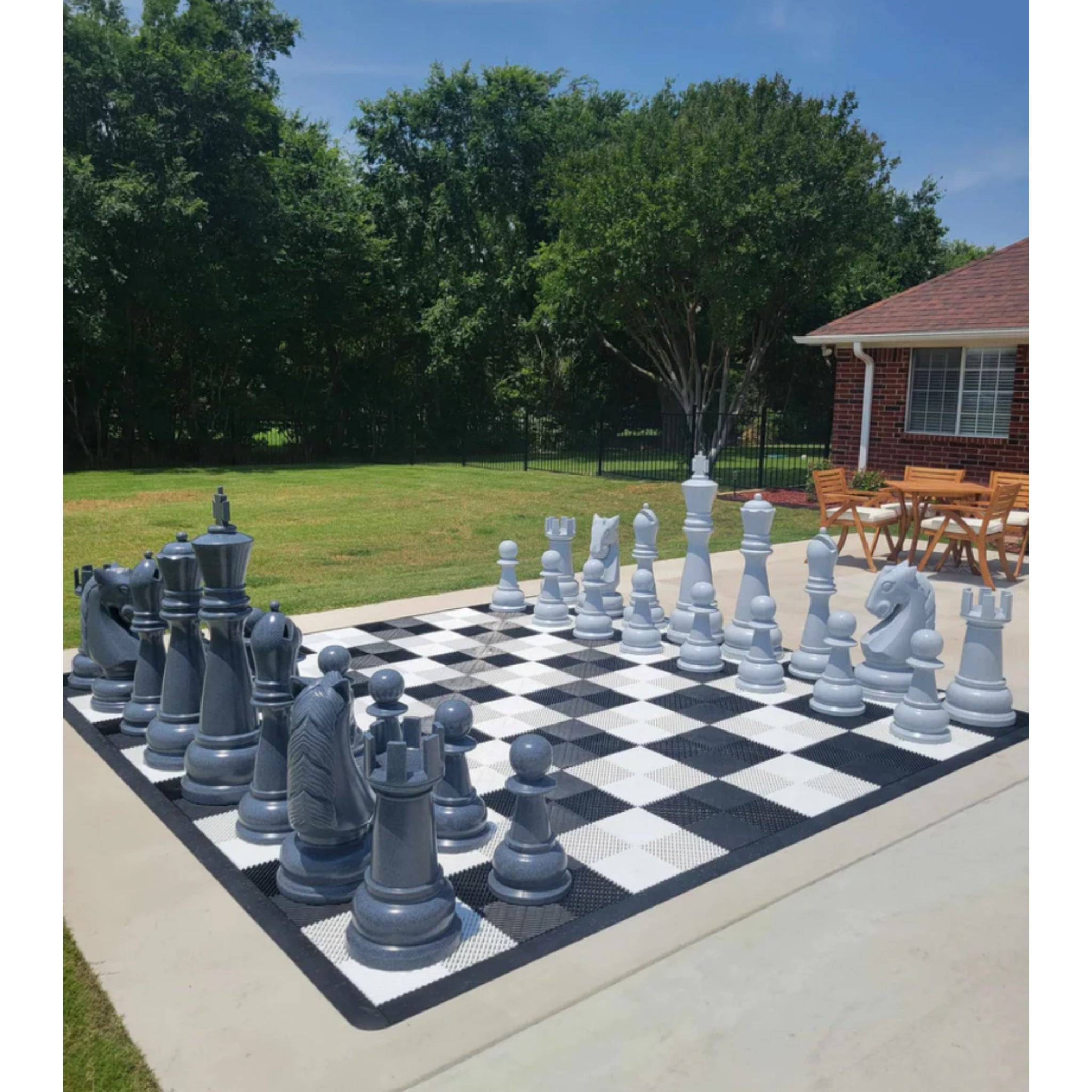 48" Perfect Giant Chess Set | Light And Dark Gray -  Giant Chess Set -  MegaChess 