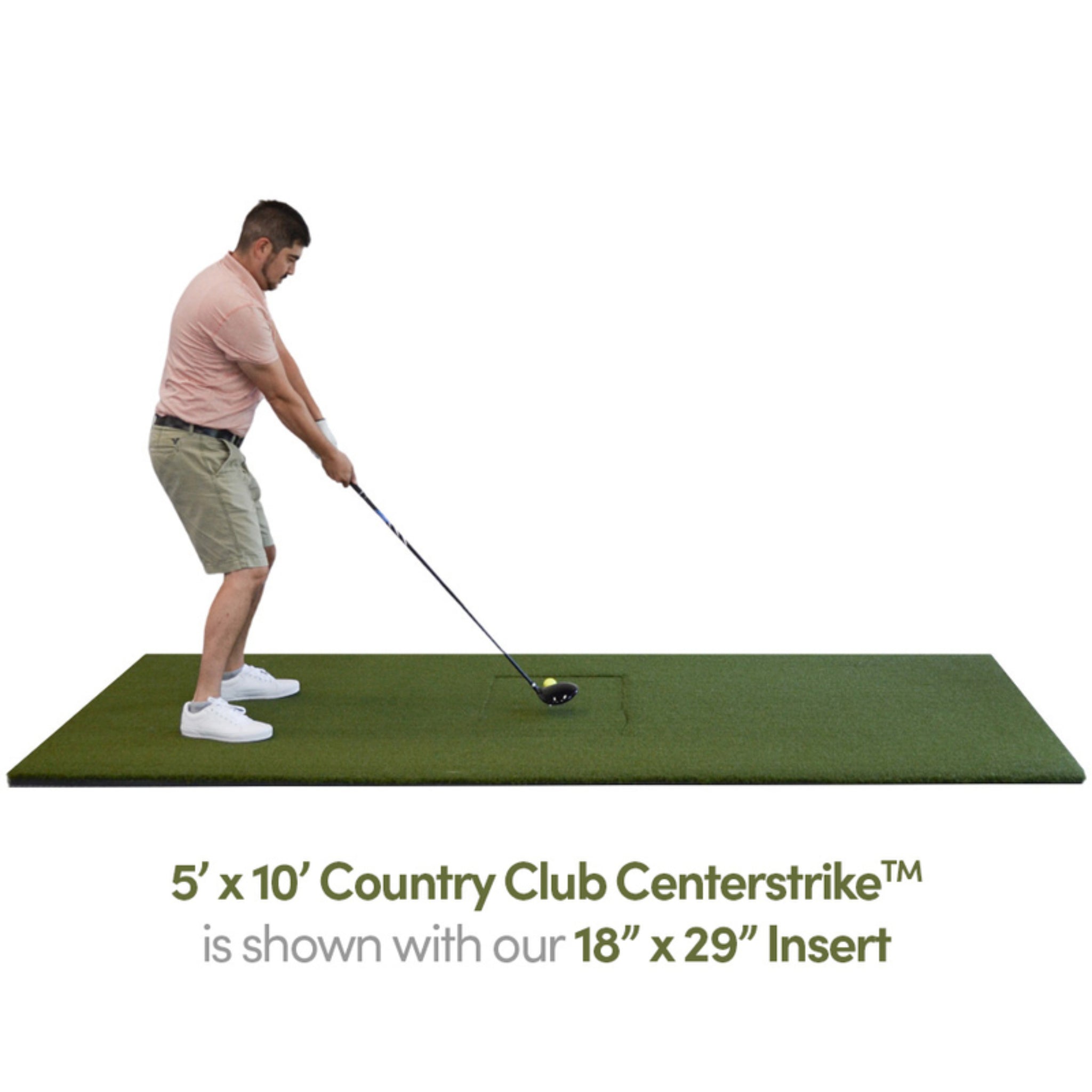 5' x 10' Country Club Elite Centerstrike golf simulator mat with interchangeable hitting zone