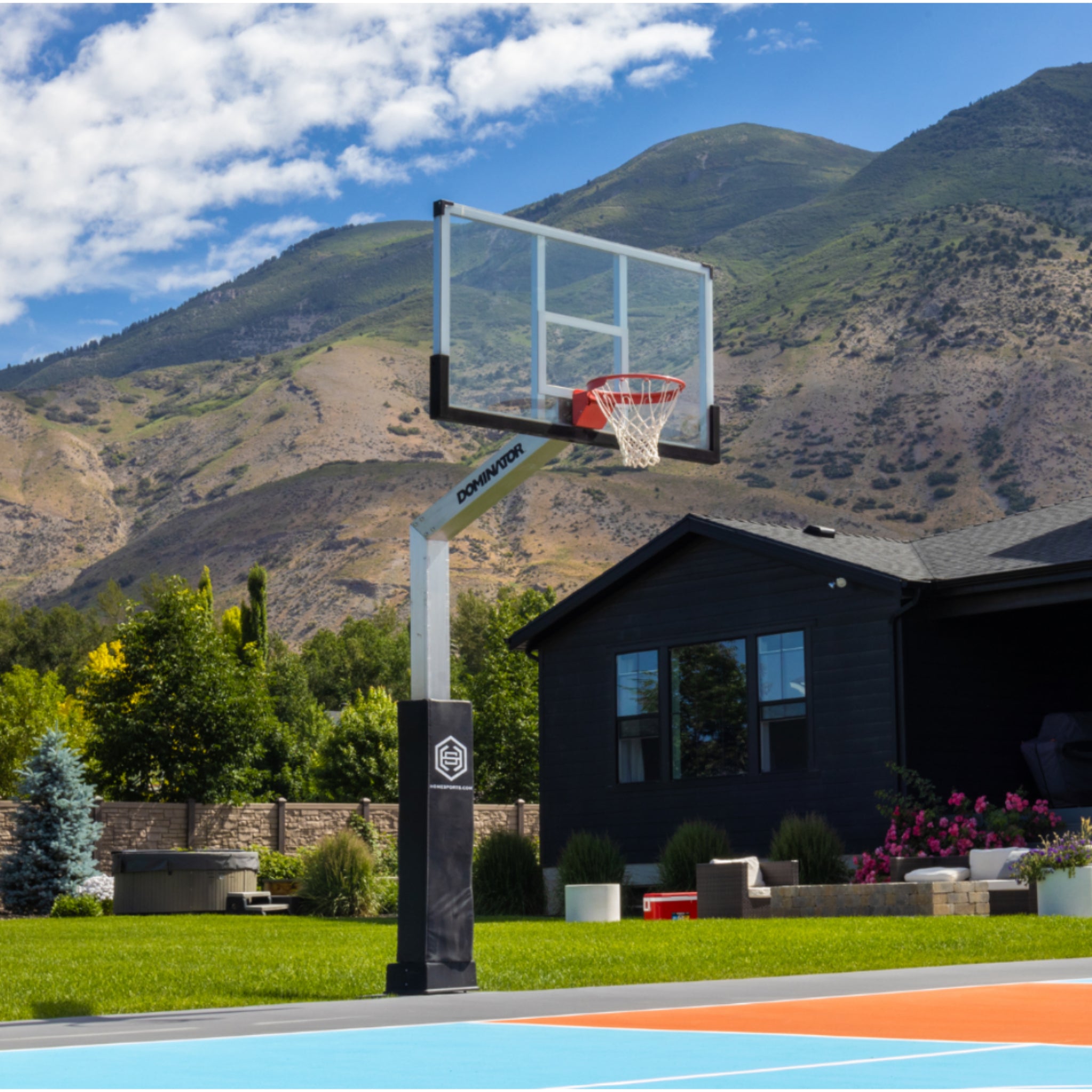 Dominator 72" Adjustable Basketball Hoop with Glass Backboard