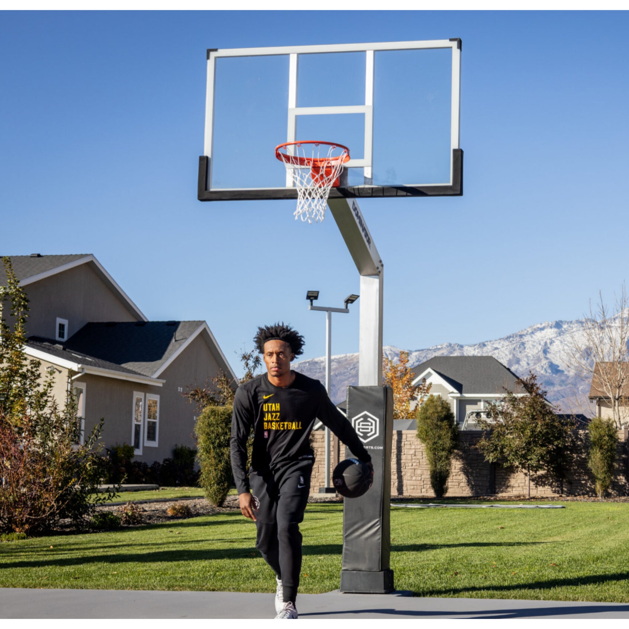 Dominator 72" Adjustable Basketball Hoop with Glass Backboard