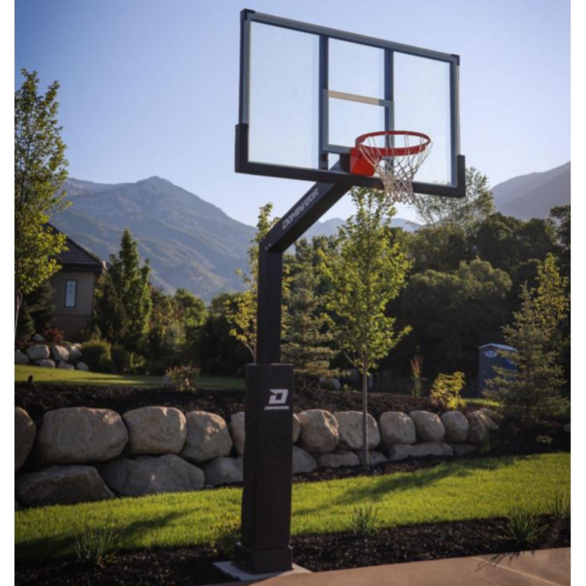 Dominator 72" Adjustable Basketball Hoop with Glass Backboard