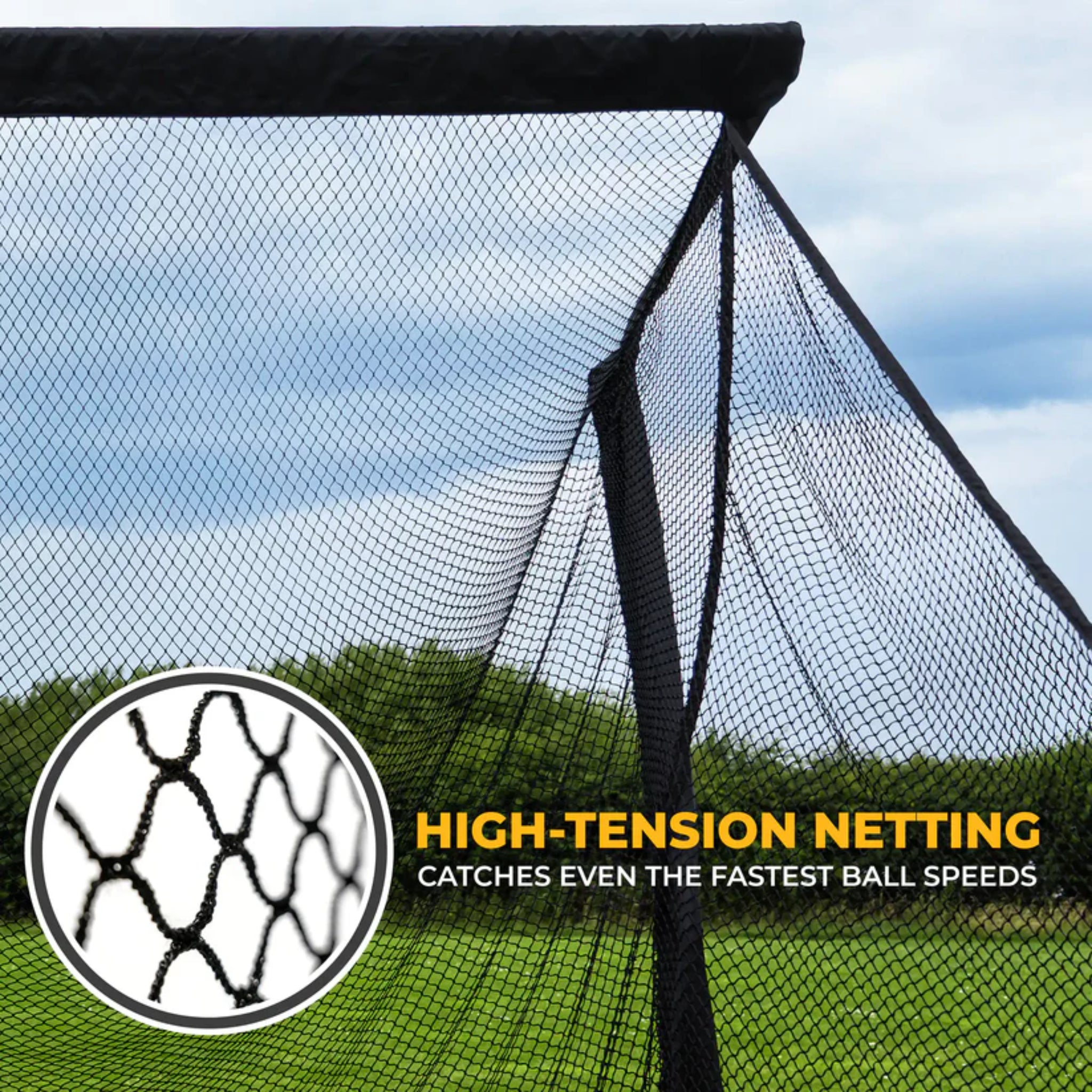 High-tension golf practice netting on SimSpace golf hitting net built for repeated ball impact