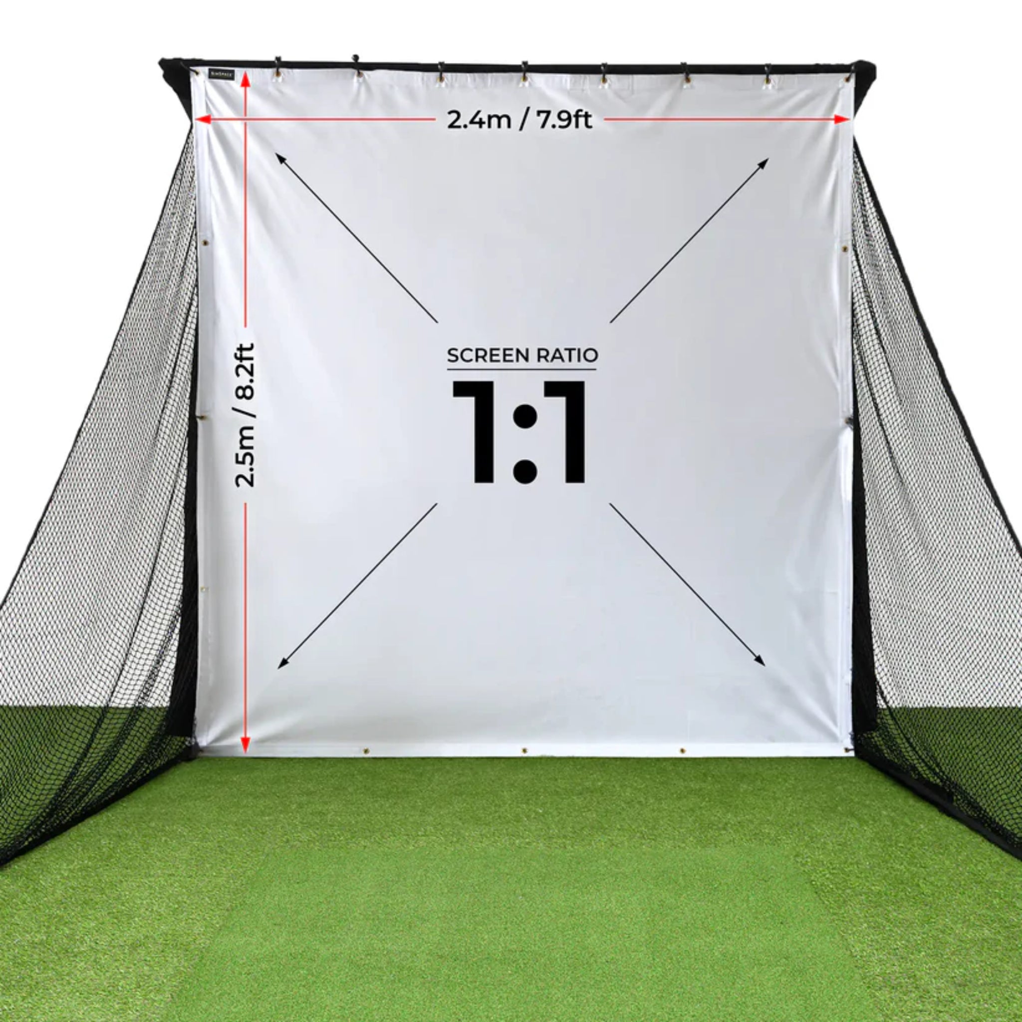 SimSpace golf simulator impact screen with 1:1 aspect ratio for projector-based golf simulation