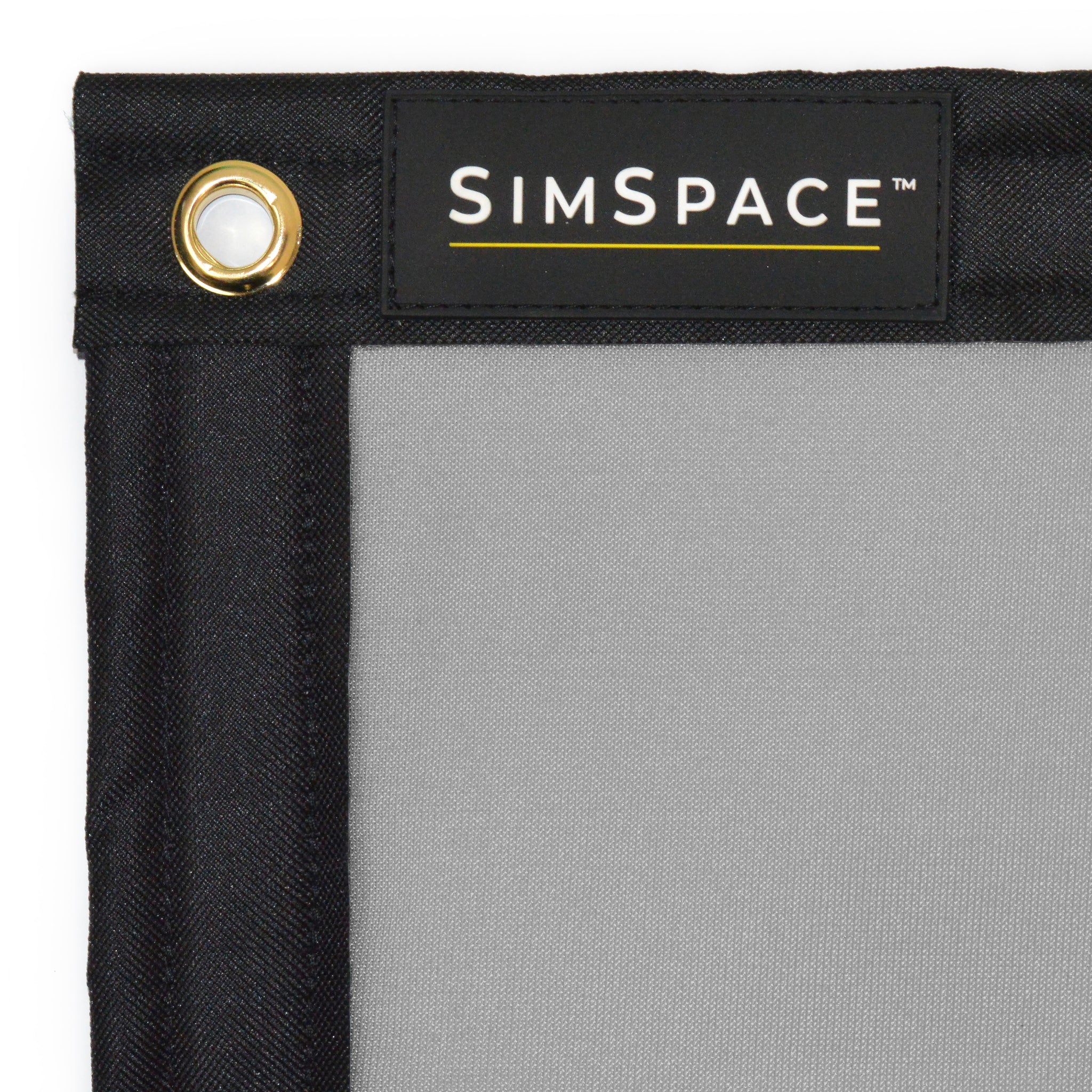 Close-up of SimSpace UltraMAX high-contrast grey impact screen designed for enhanced 4K golf simulator image quality