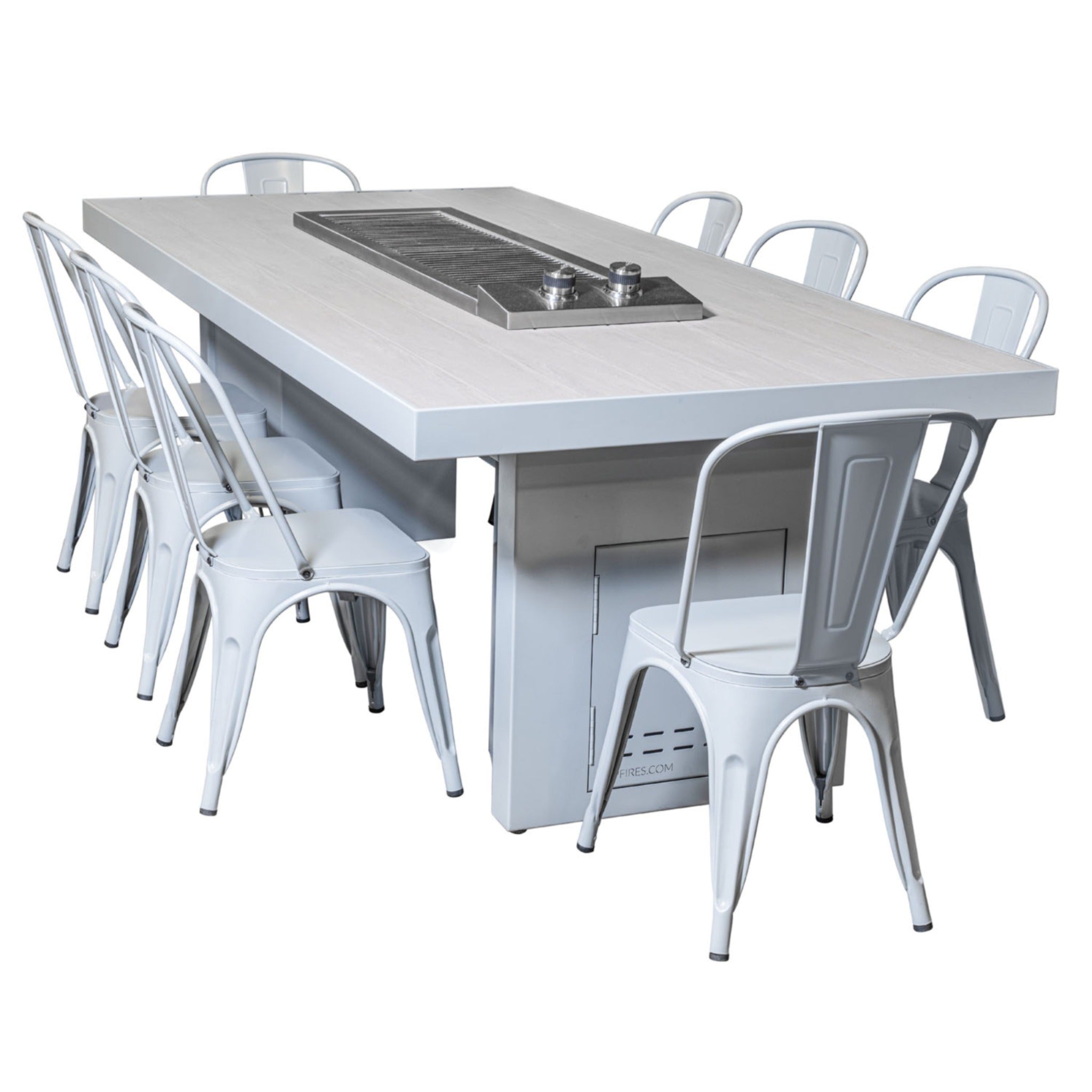 96" Alameda Cooking Table with Anza Double Burner and Chairs Set