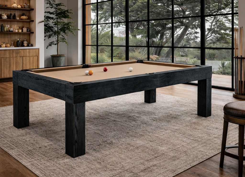 Luxury pool table serving as the centerpiece of a modern game room