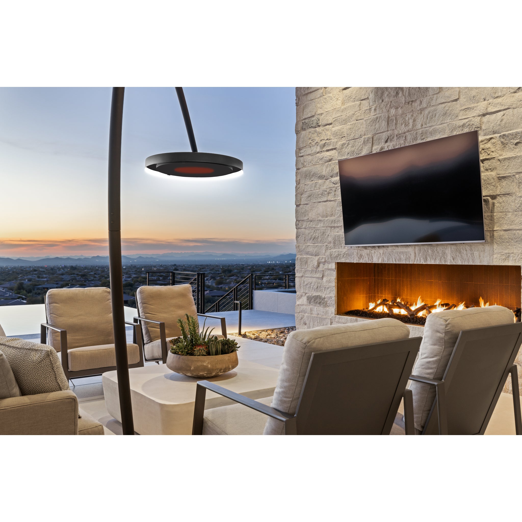 Bromic Eclipse Smart-Heat freestanding electric outdoor patio heater at luxury residential home