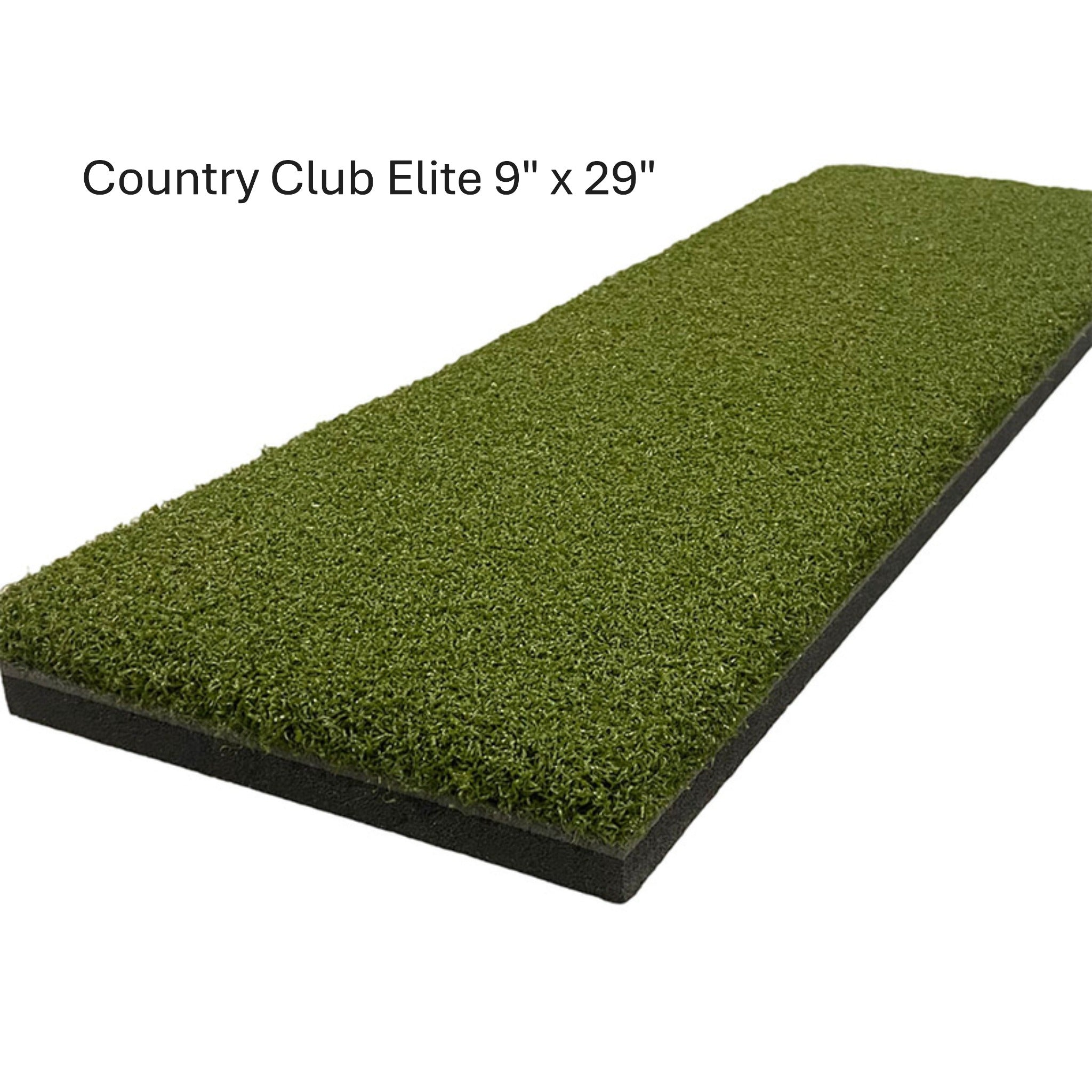 Modular golf simulator hitting mat system with interchangeable Country Club Elite and First Cut inserts in 9" x 29"