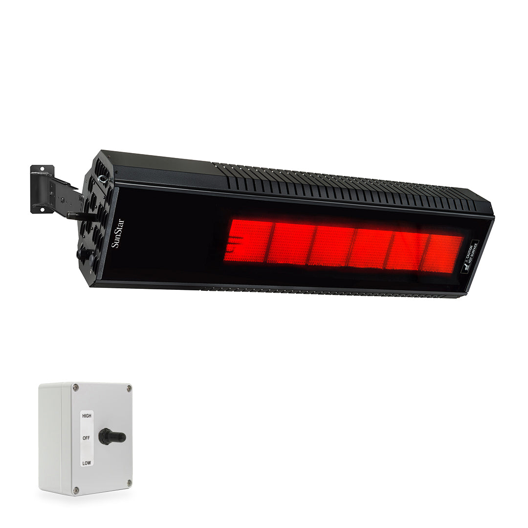 SunStar commercial angled mount gas patio heater with glass front