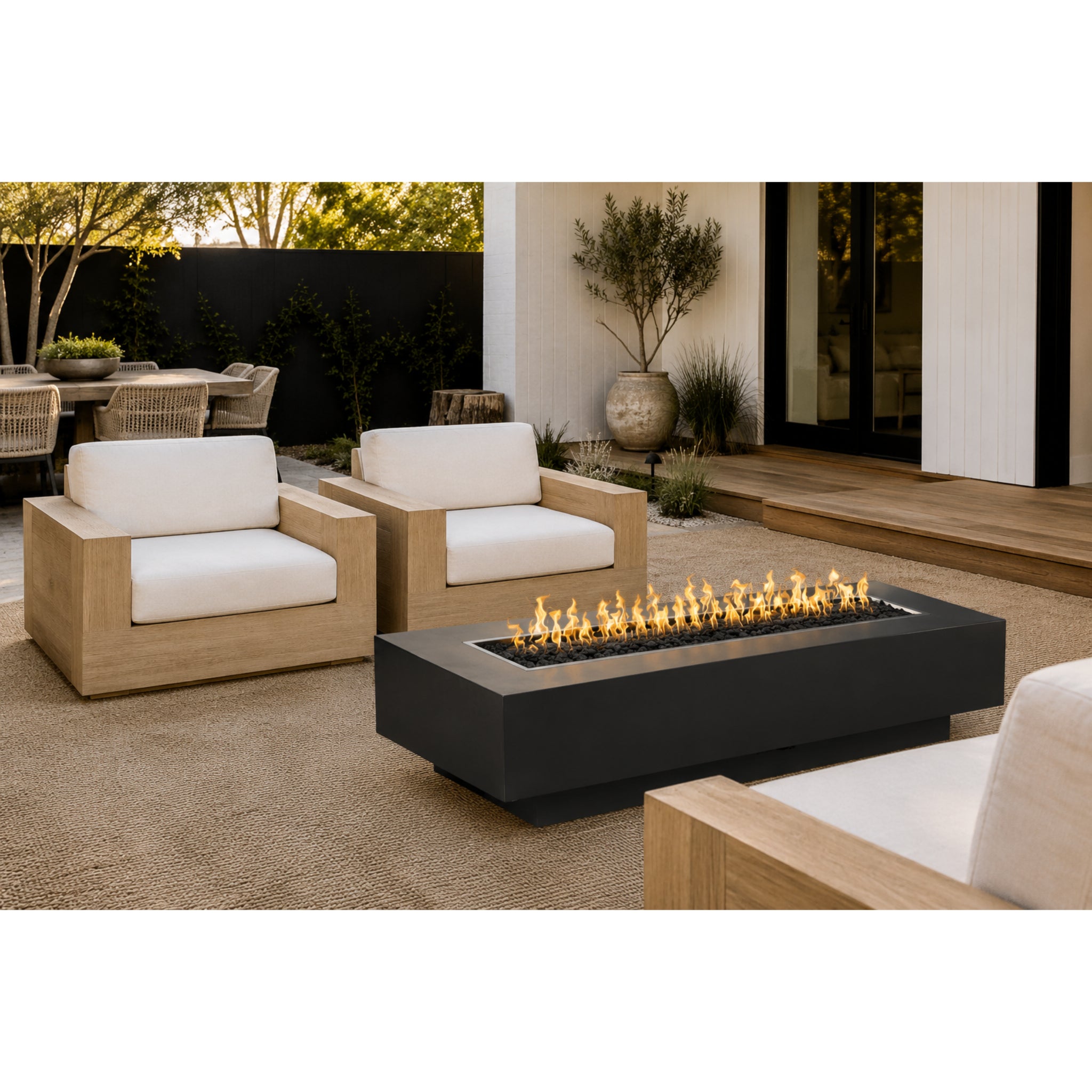Coronado 48" Rectangular Gas Fire Pit in black 