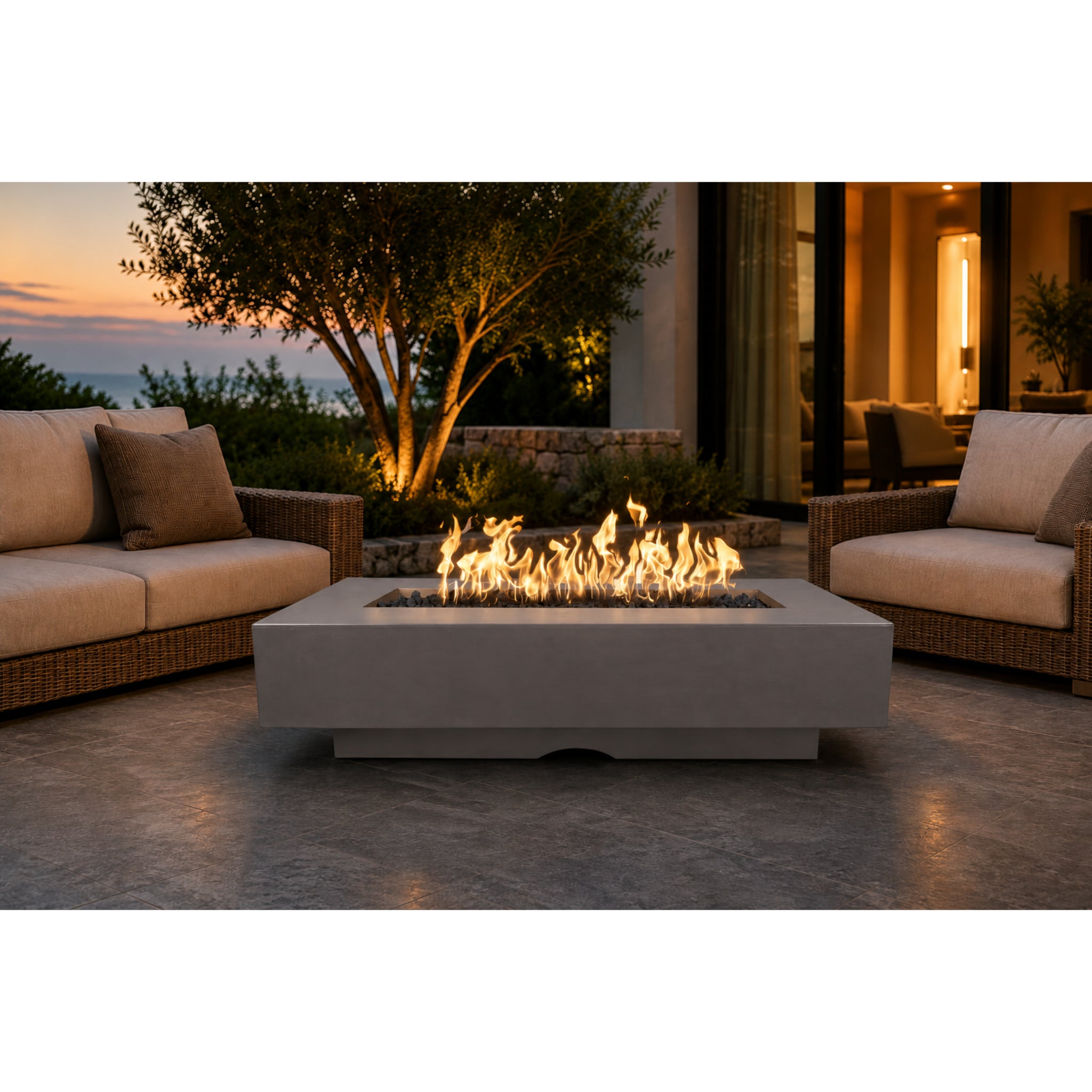 Del Mar 48" Rectangular Fire Pit in Concrete