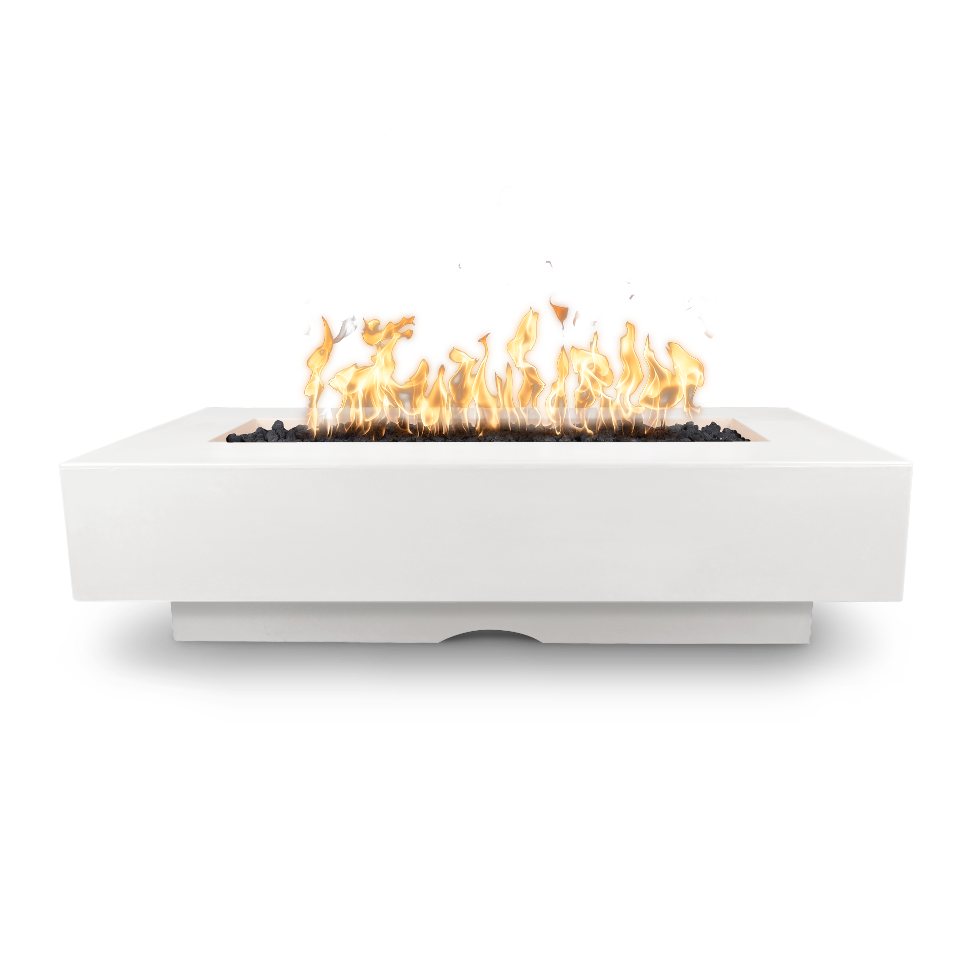 Del Mar Rectangular Fire Pit, White Limestone finish