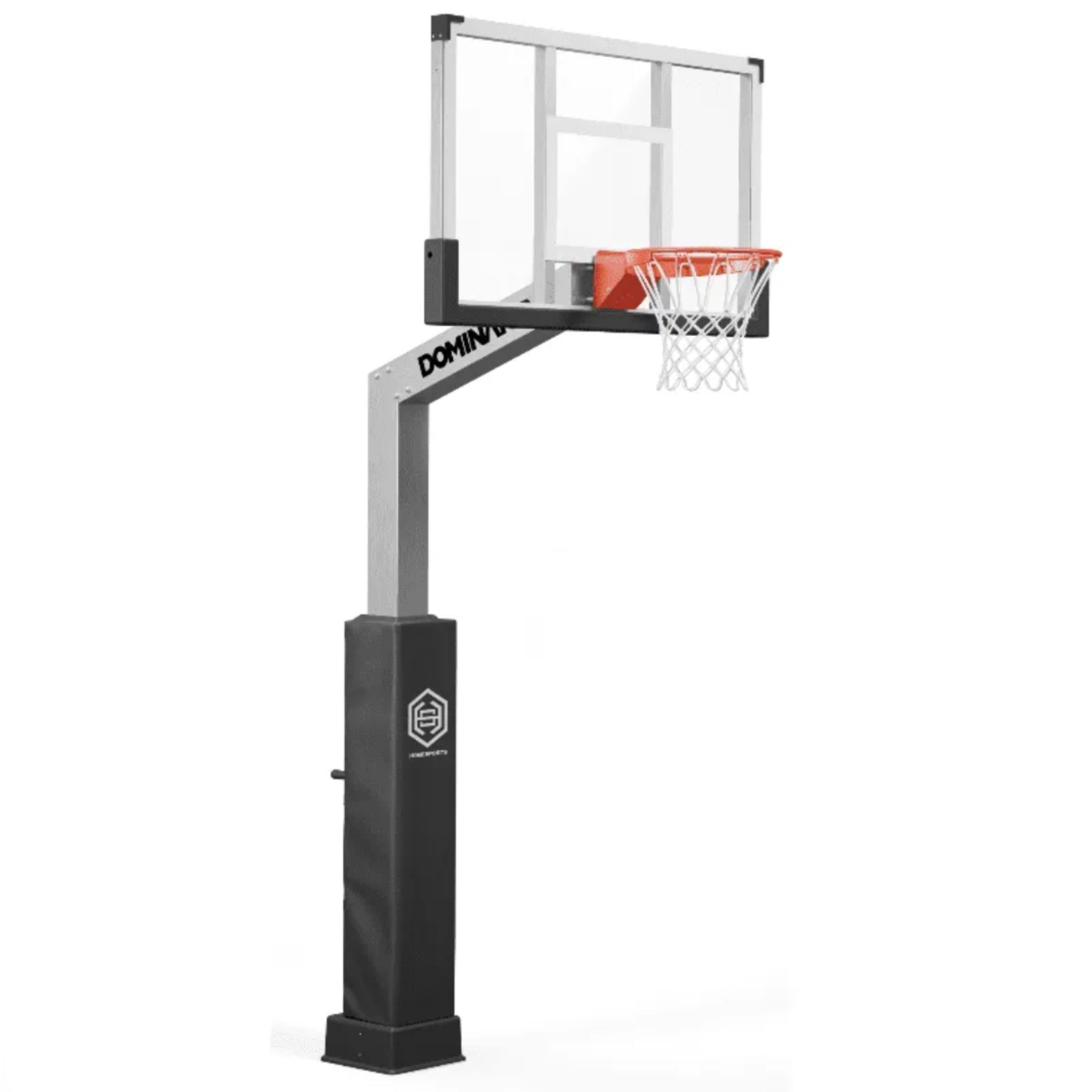Dominator 60 inch adjustable basketball hoop with glass backboard surface mount