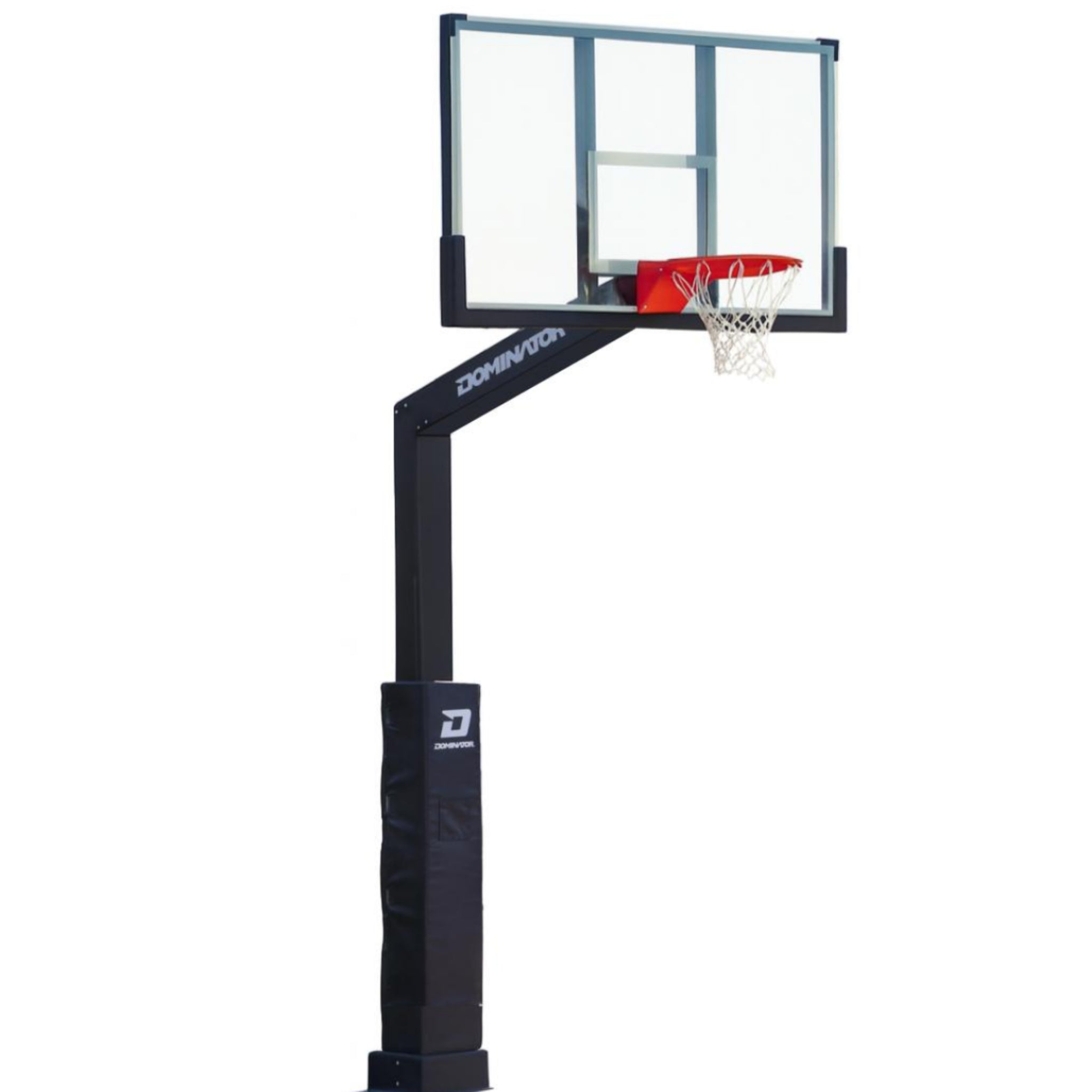 Dominator 72 inch adjustable basketball hoop with glass backboard surface mount