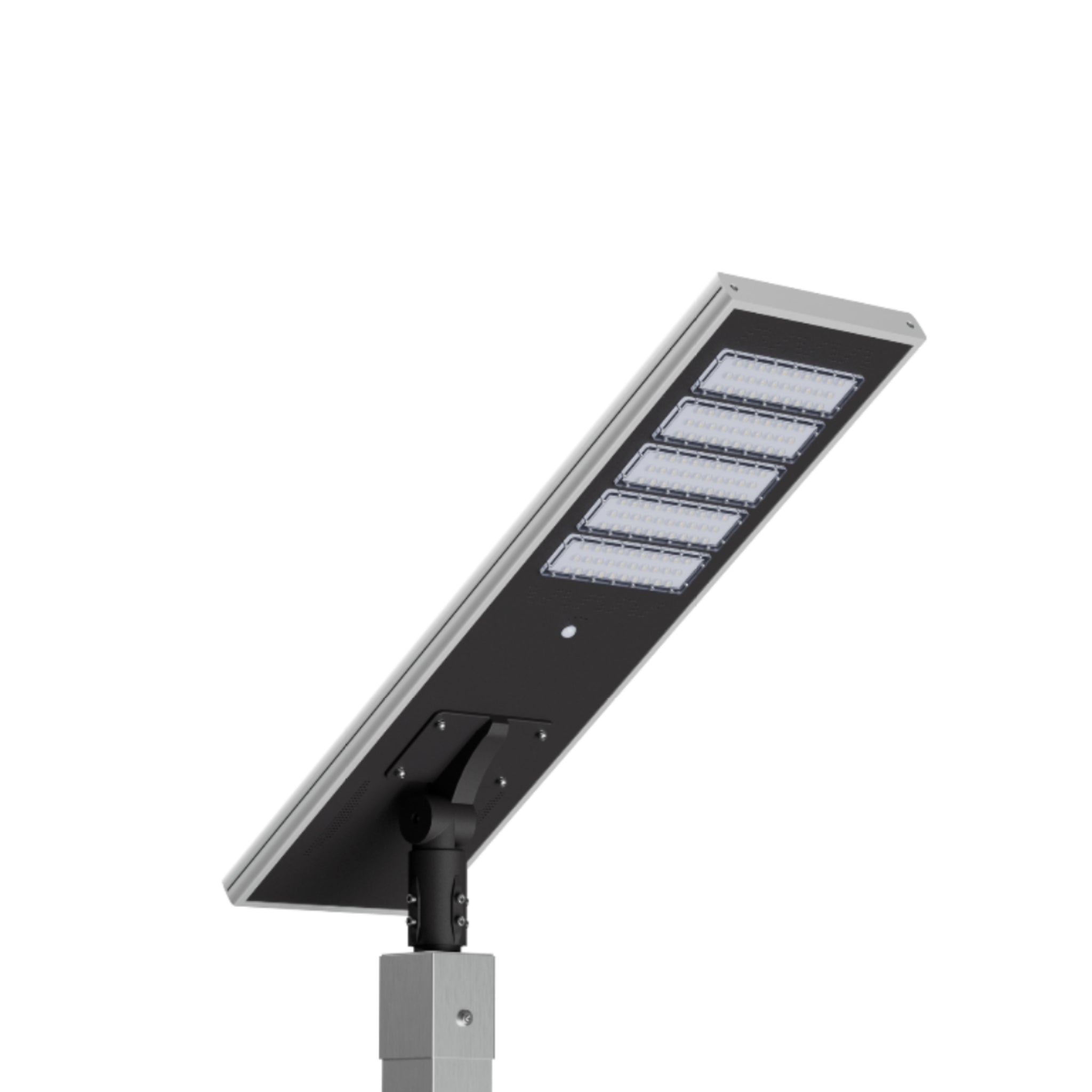 Solar powered basketball court light pole with single LED head by Dominator