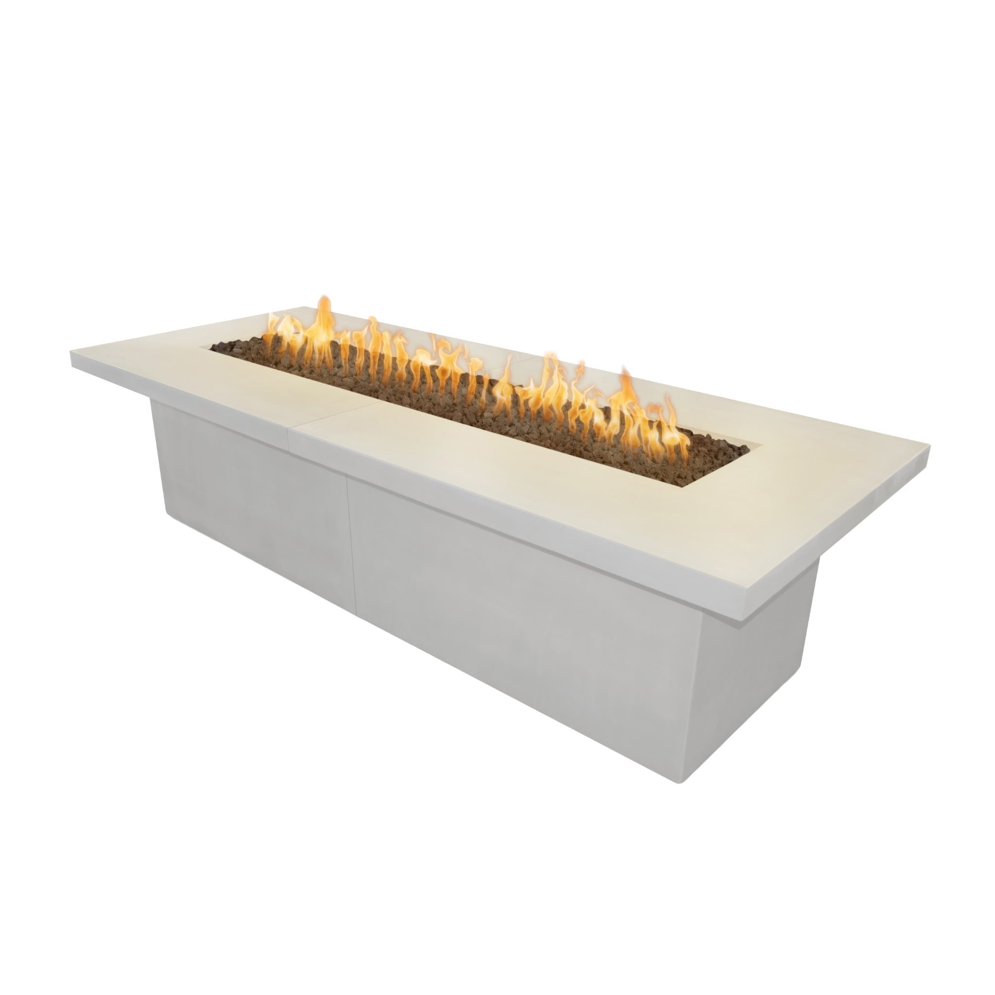Newport Rectangular Fire Table, Limestone White finish