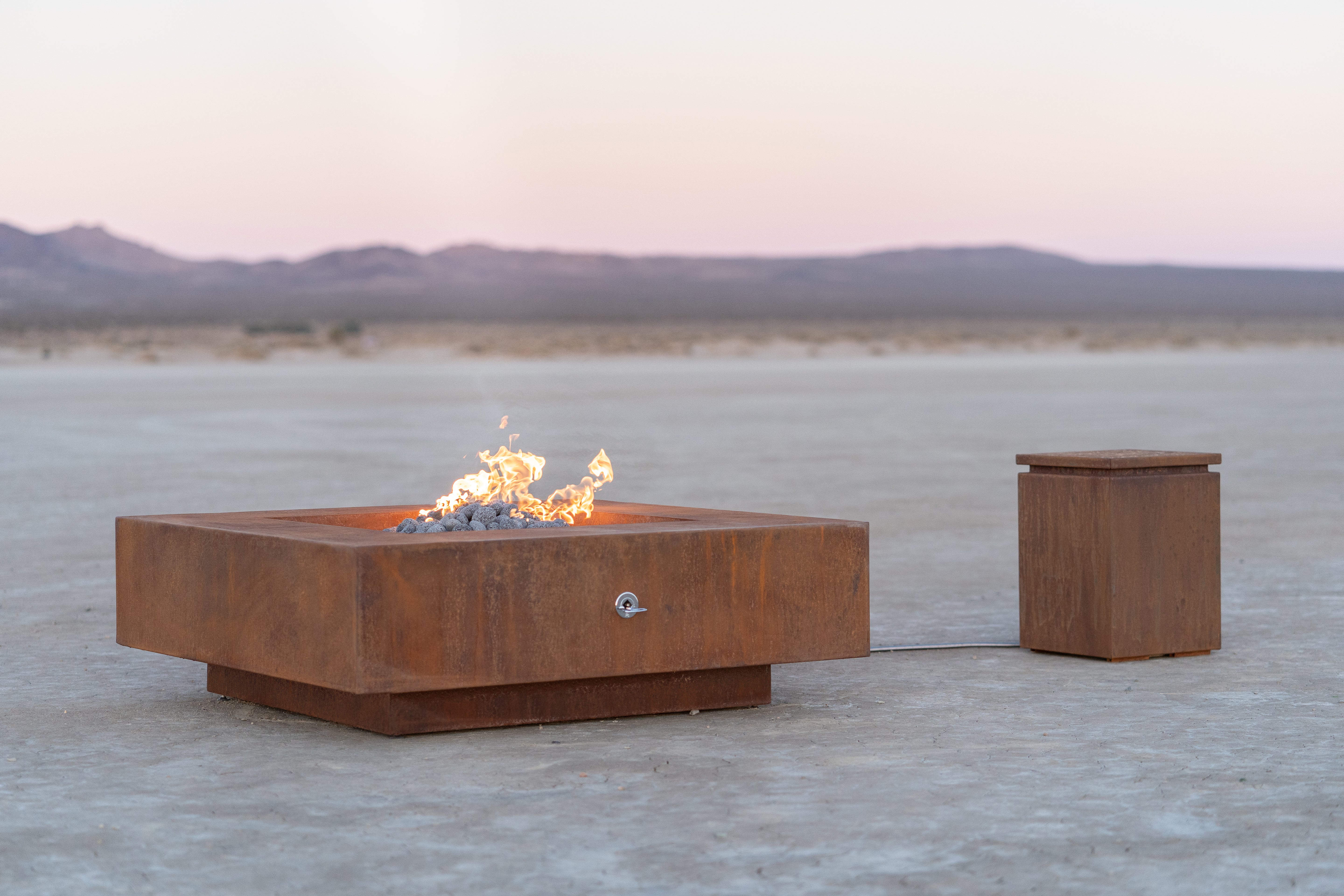 Cabo fire pit with matching propane tank enclosure