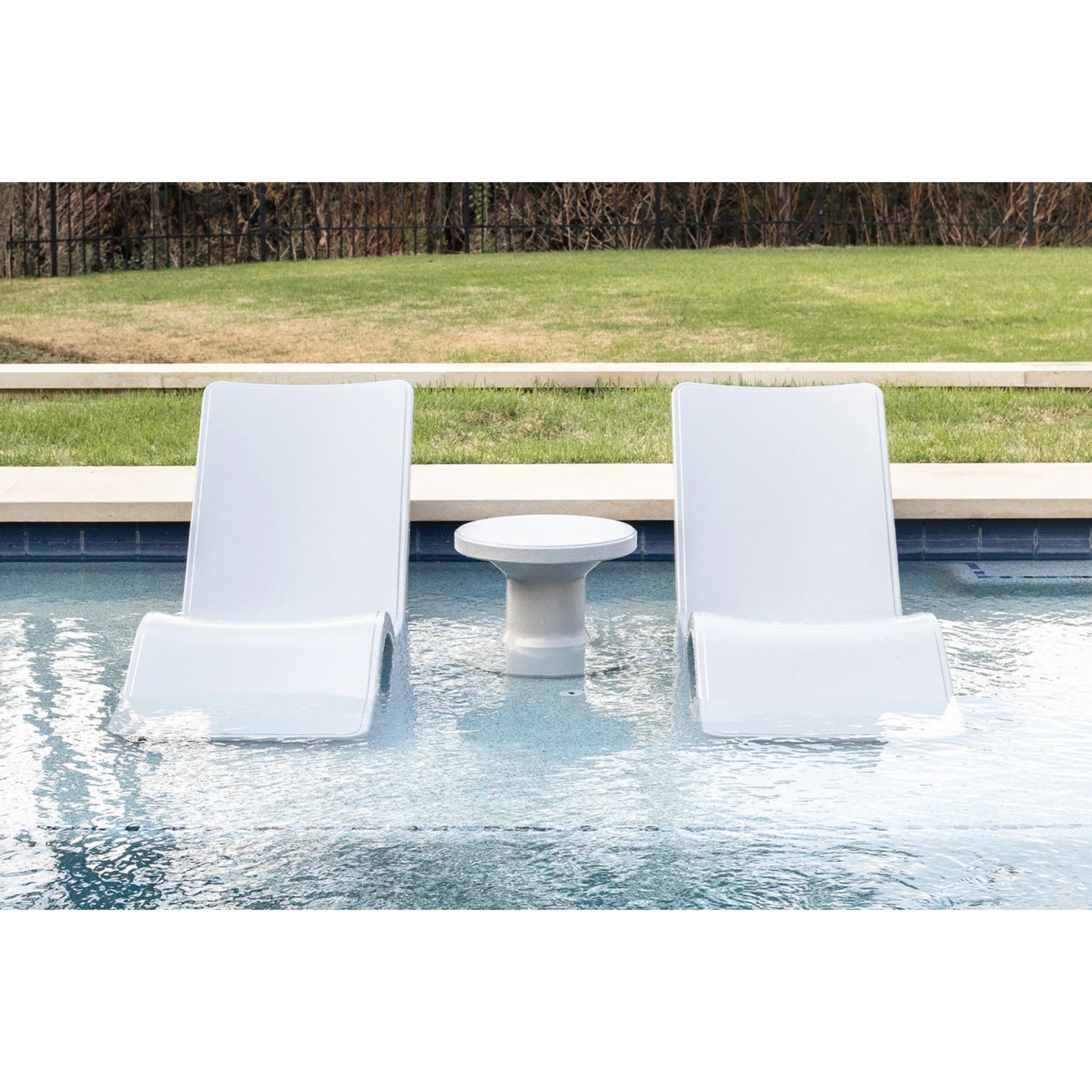 Fluent side table Baja shelf pool table in white on sun shelf