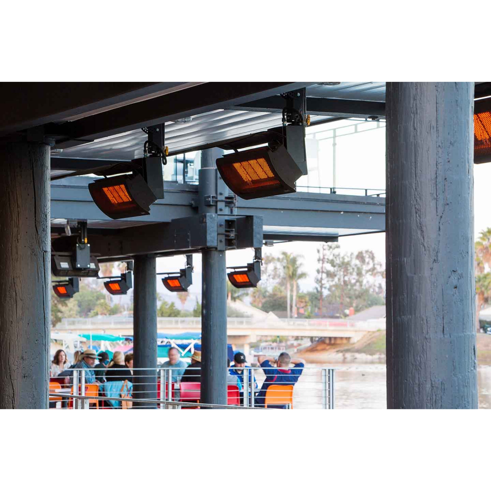 Bromic heater mounting pole for suspended outdoor heater installation