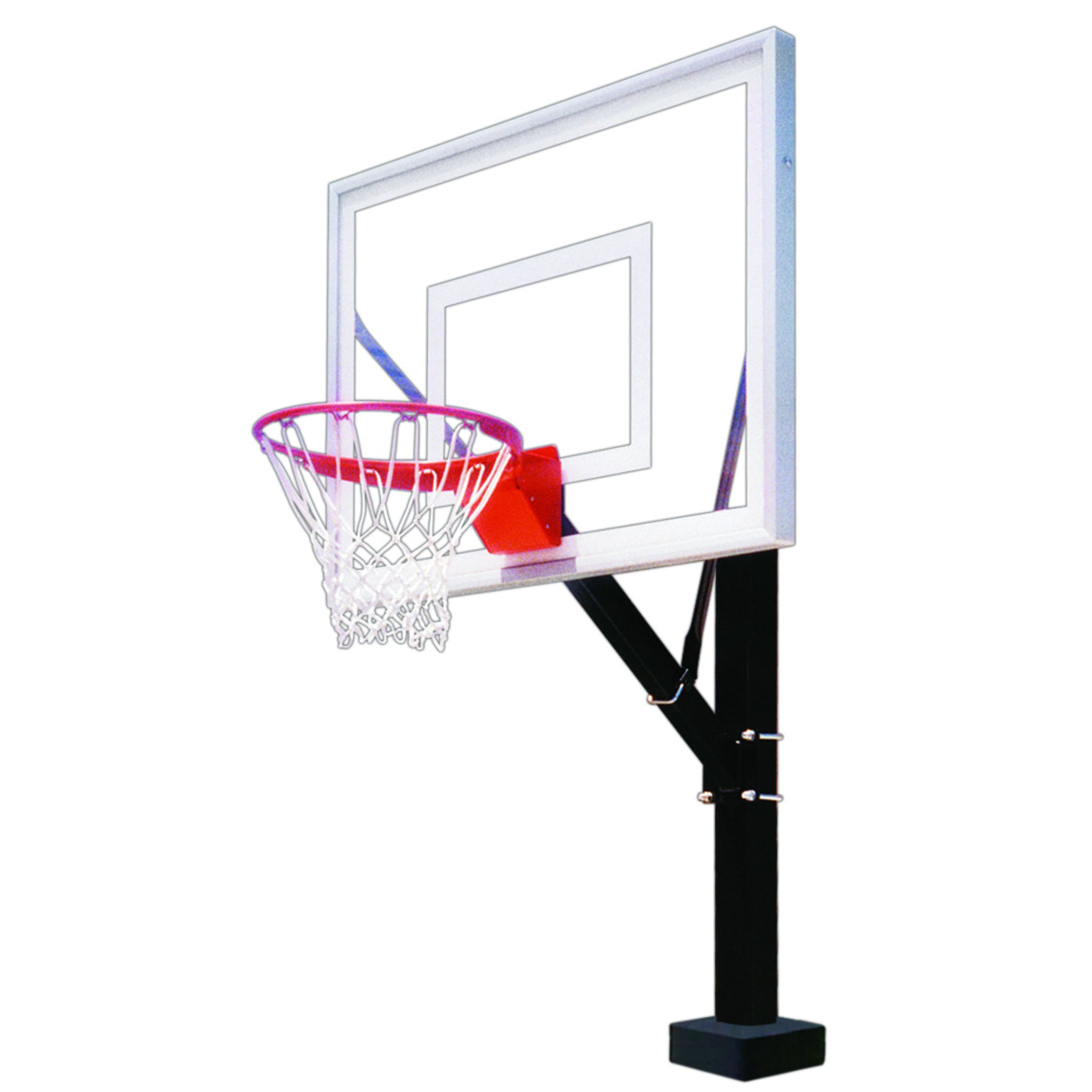 Outdoor pool basketball hoop with rust-resistant stainless steel frame and clear acrylic backboard