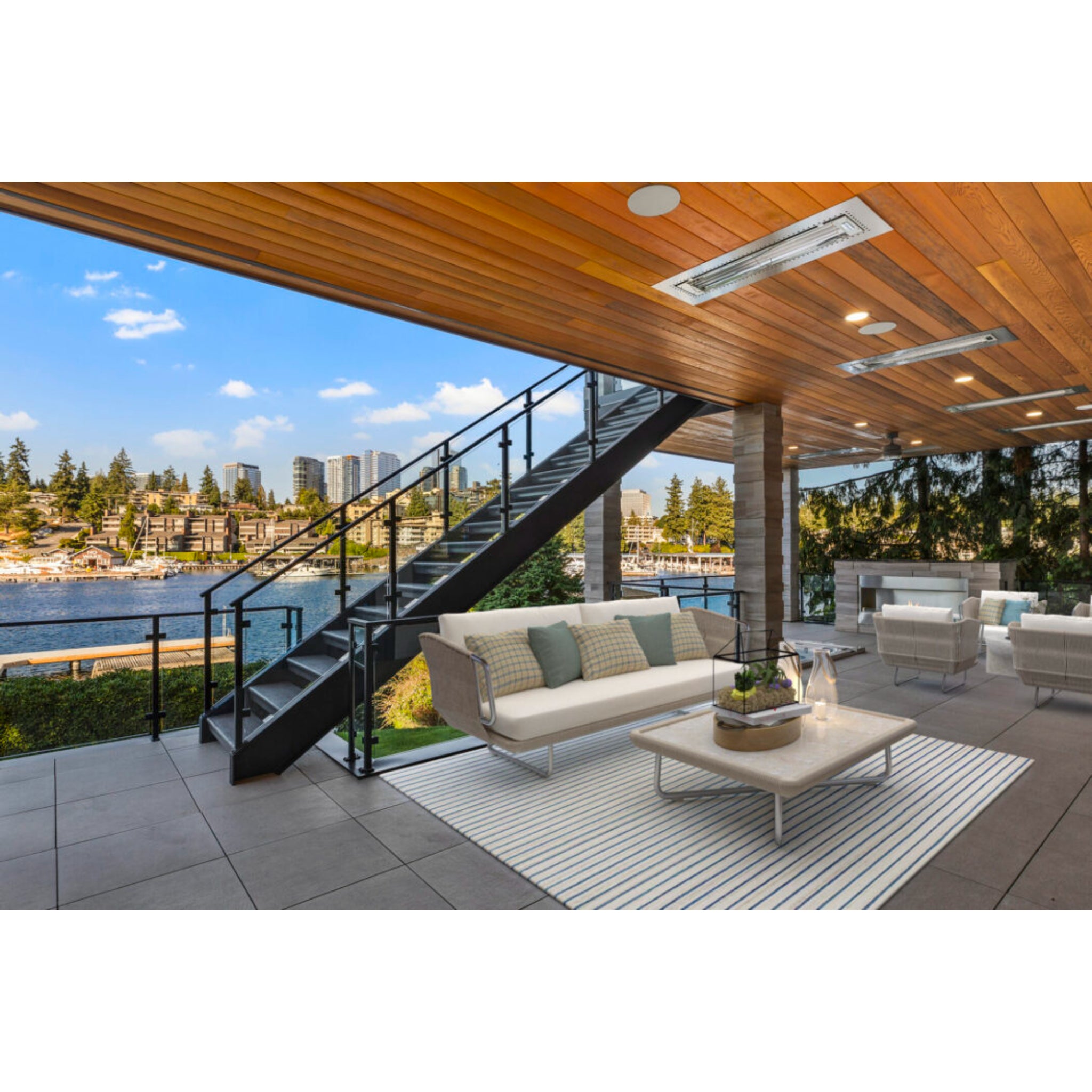 Infratech WD Series dual element patio heater installed in a covered outdoor pavilion of STR vacation rental