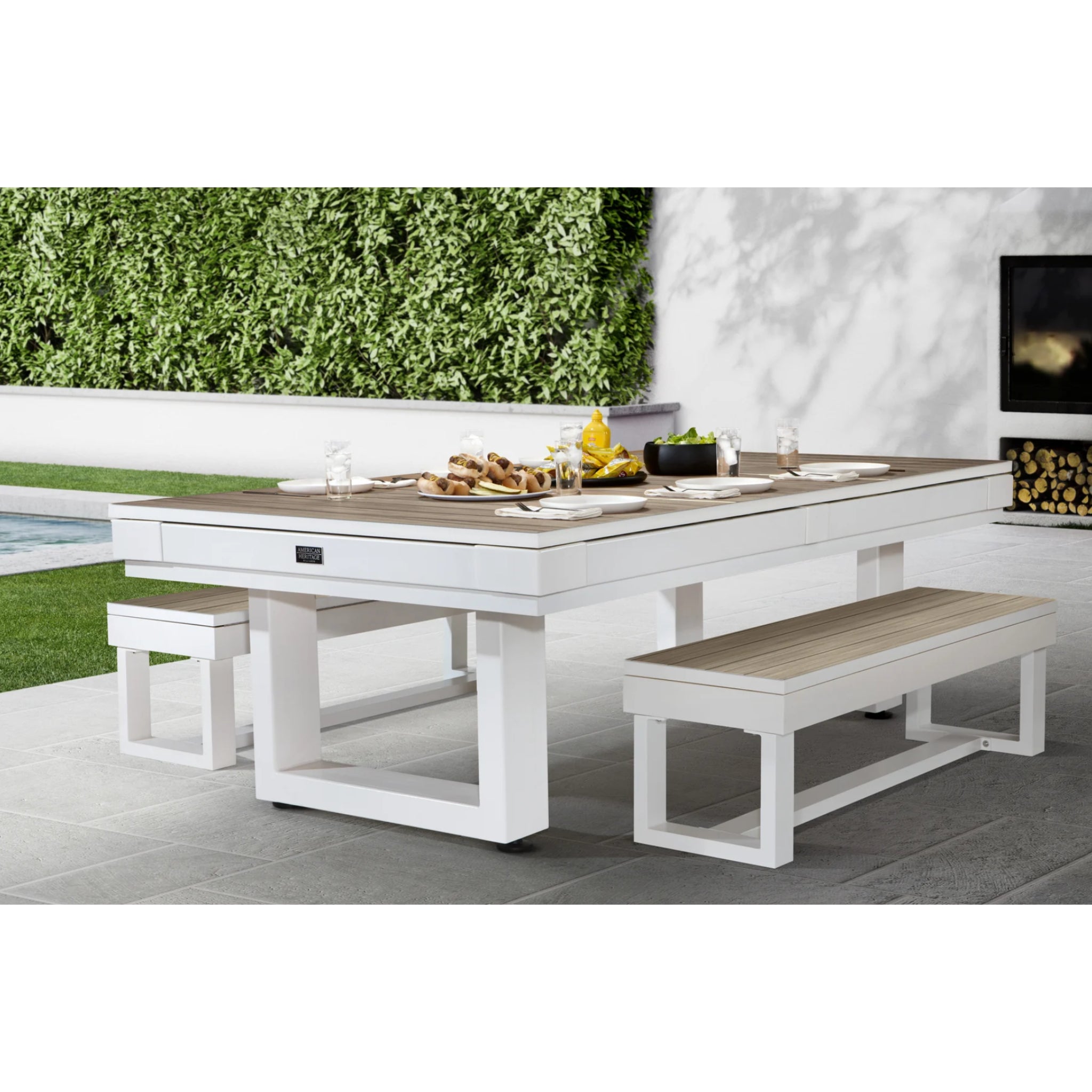 Lanai Outdoor 8' Pool Table + Dining Conversion Set | Lanai Collection -  Pool Table -  American Heritage Billiards 