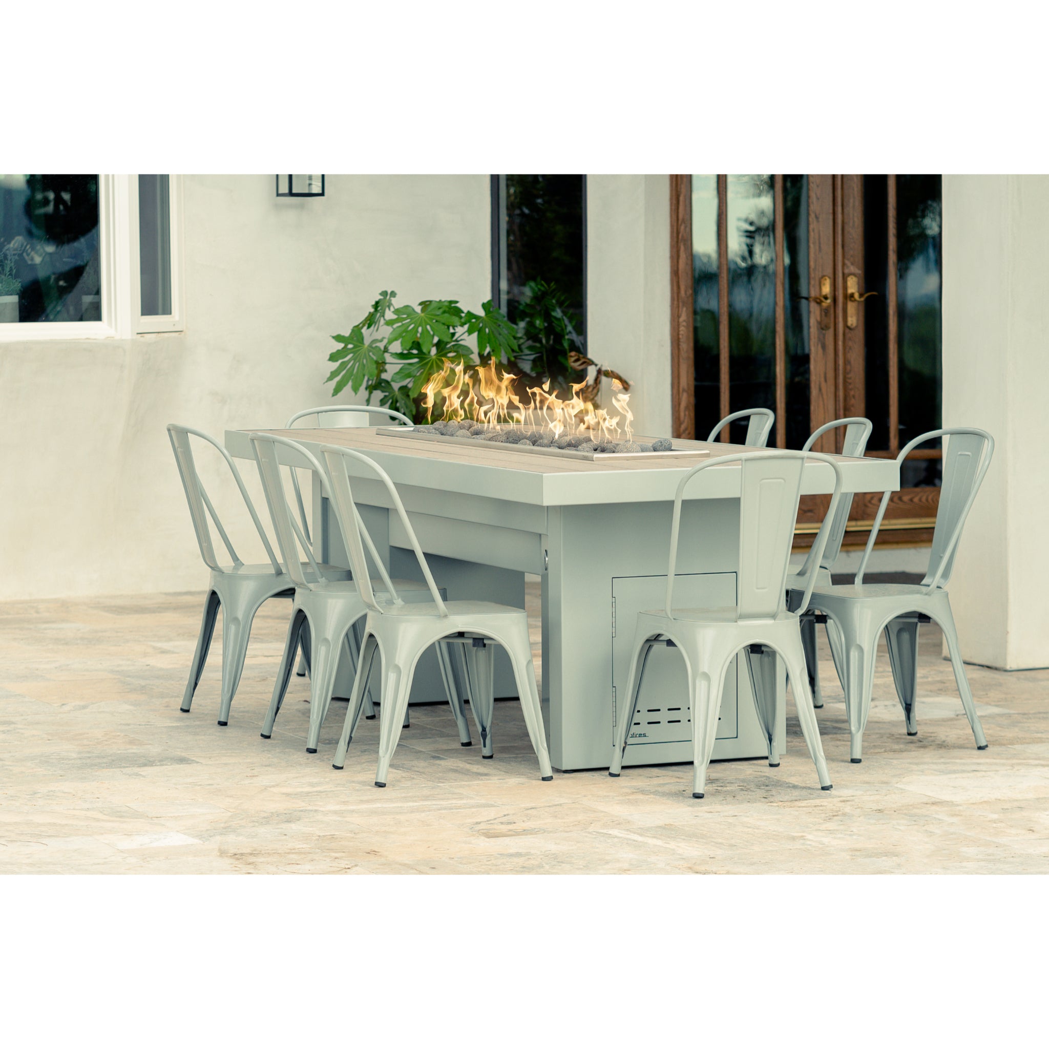 96" Alameda Cooking Table with Anza Double Burner and Chairs Set