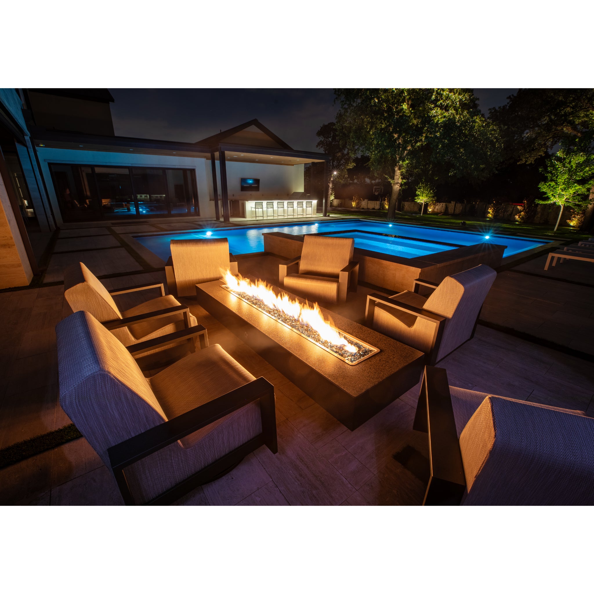 Coronado Rectangular Fire Pit 48" - 84" | Modern Outdoor Gas Fire Feature