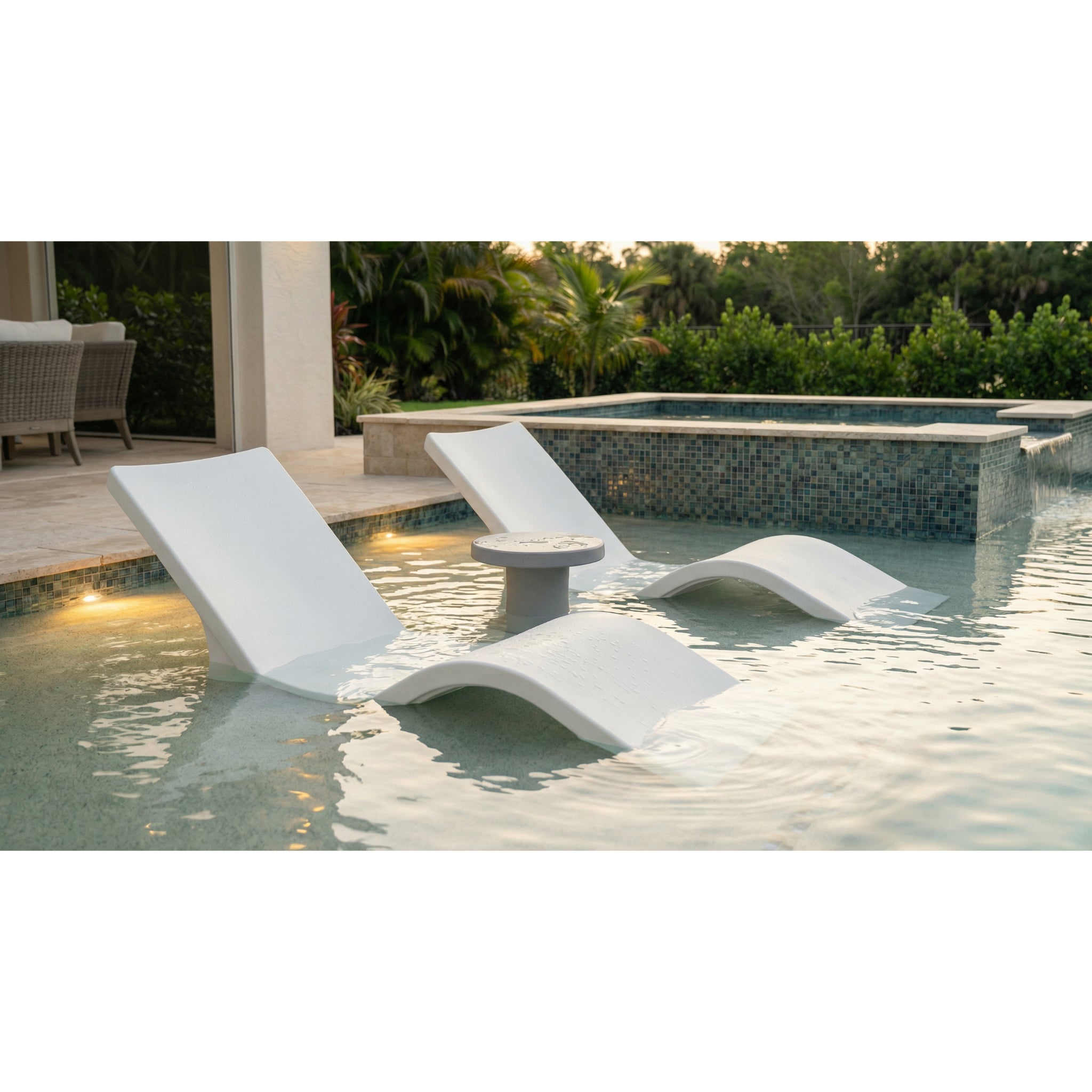 Line Chaise Lounge Baja shelf pool lounger in white on sun shelf