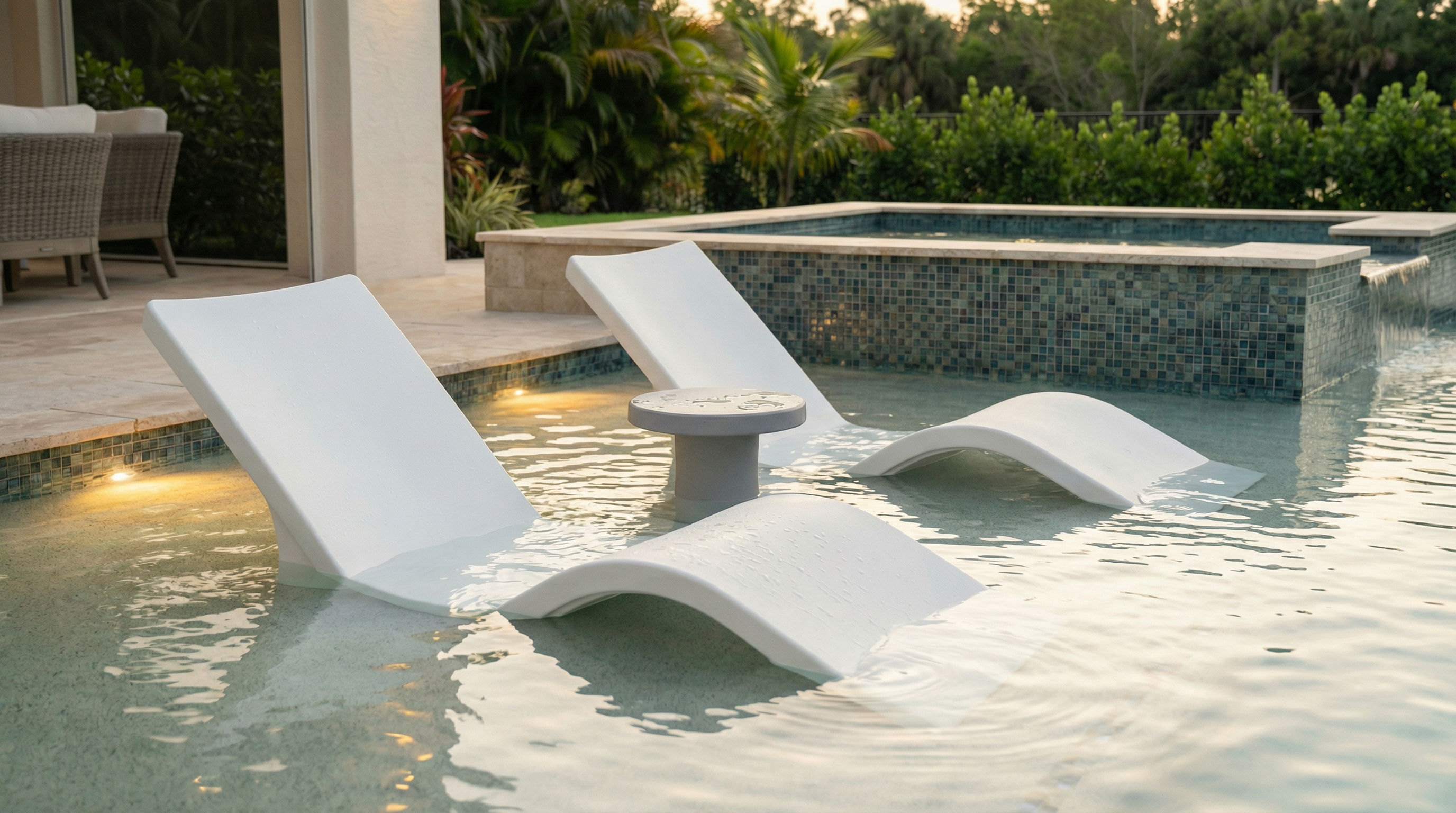 Tupelo Line Chaise In-pool lounger for baja shelves and tanning ledges