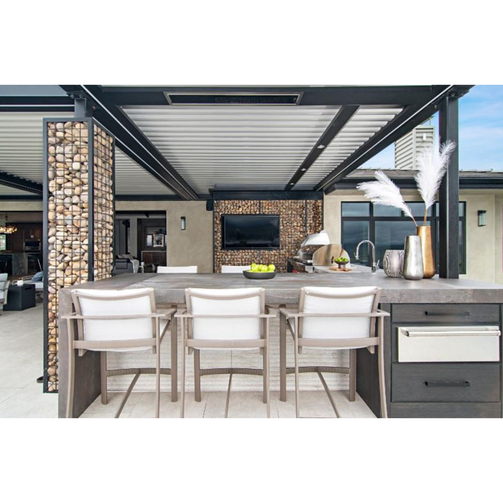Bromic Platinum electric patio heater mounted under pergola