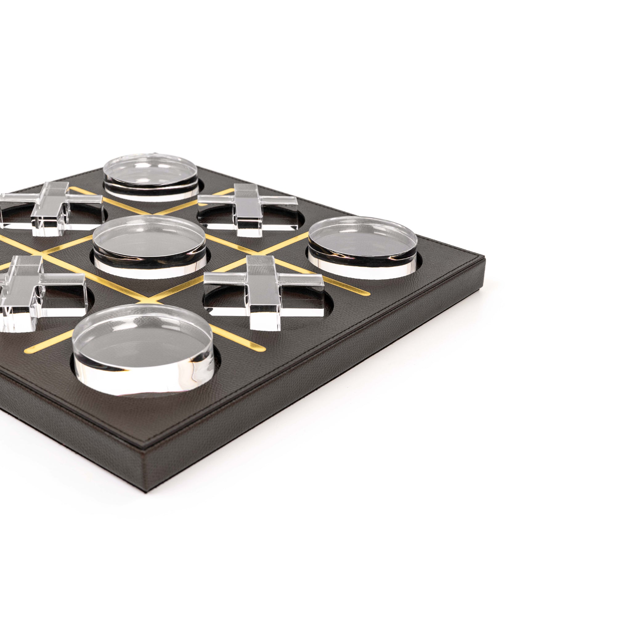 Pinetti Boston tic tac toe board game in Italian leather and acrylic