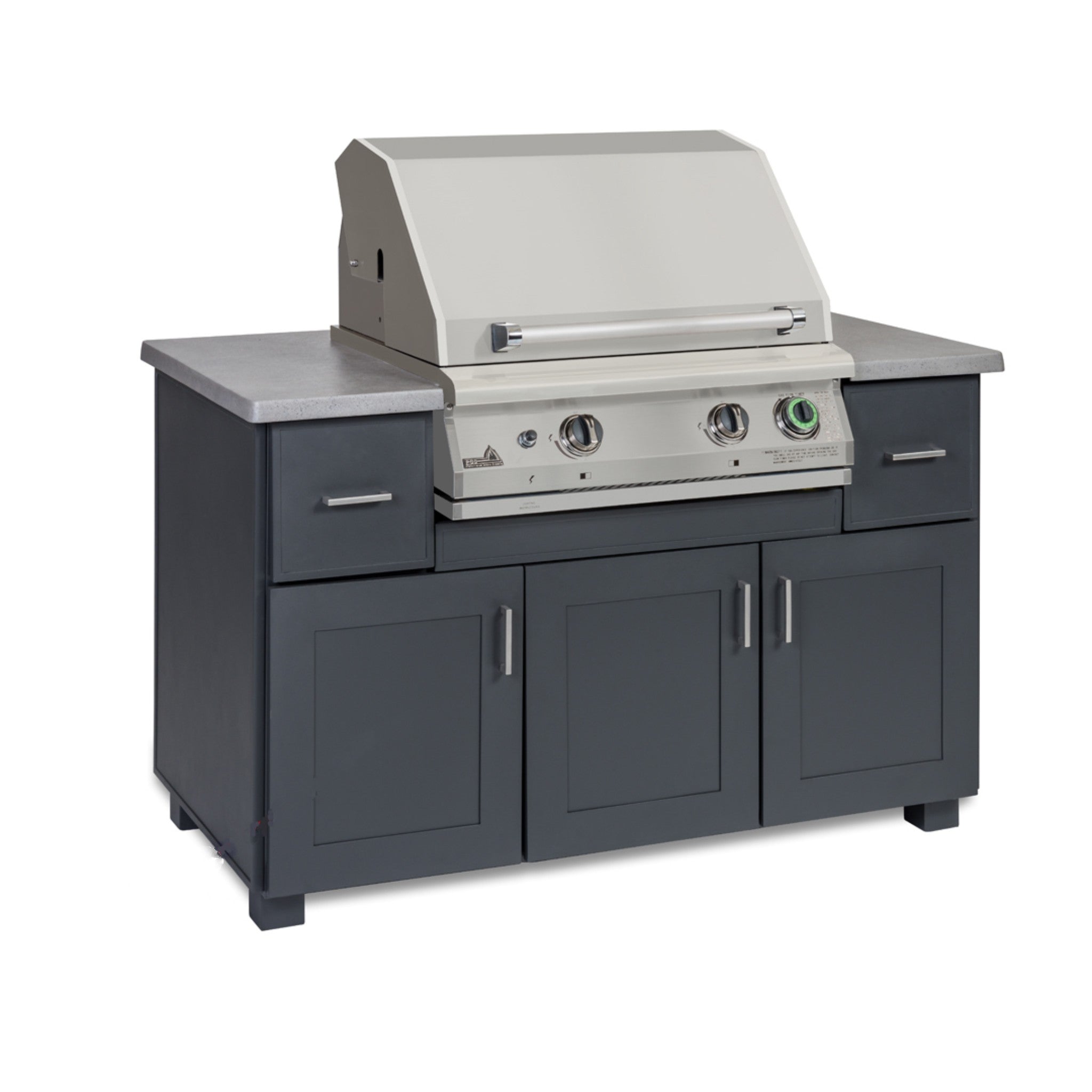Modano 57" Outdoor Kitchen Island with Newport 30" Grill with Timer by PGS Grills - outdoor kitchen with grill