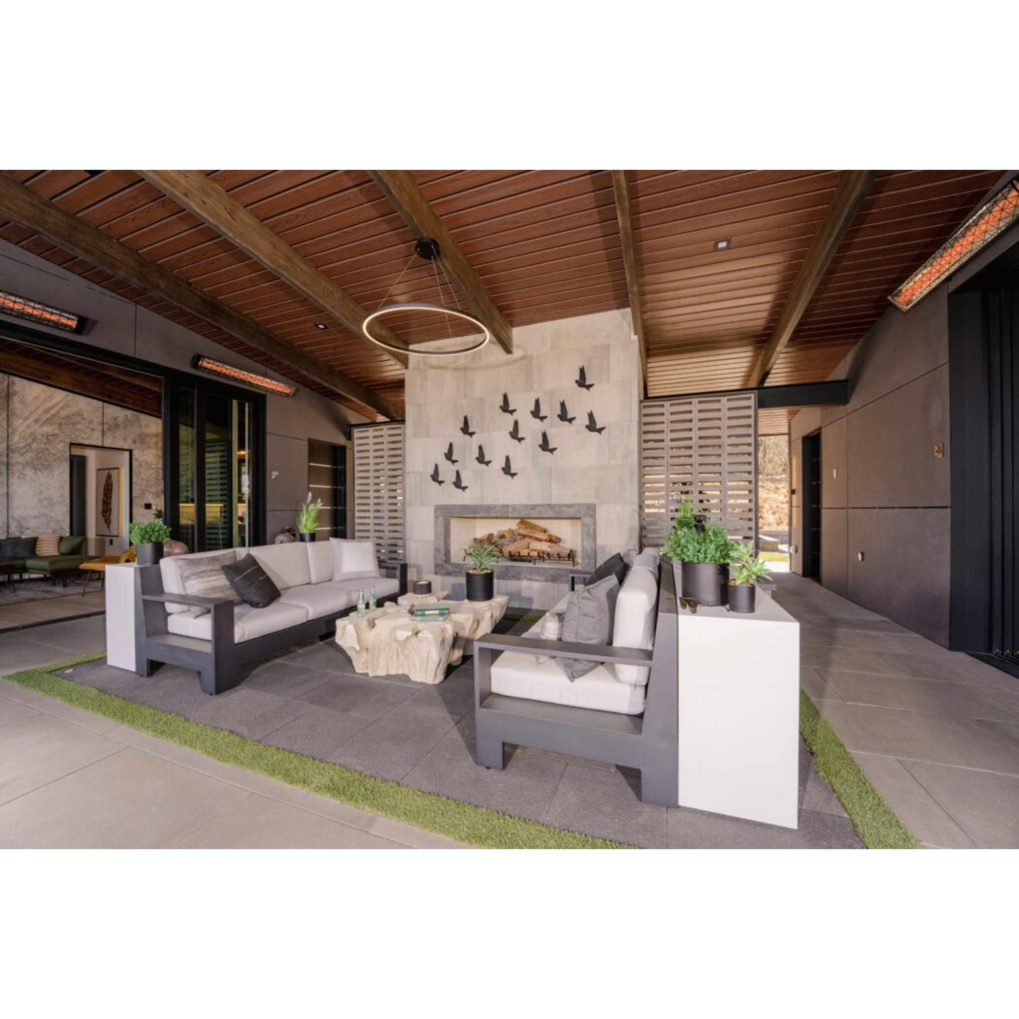 Infratech Motif Decorative Faceplate Collection mounted on outdoor patio