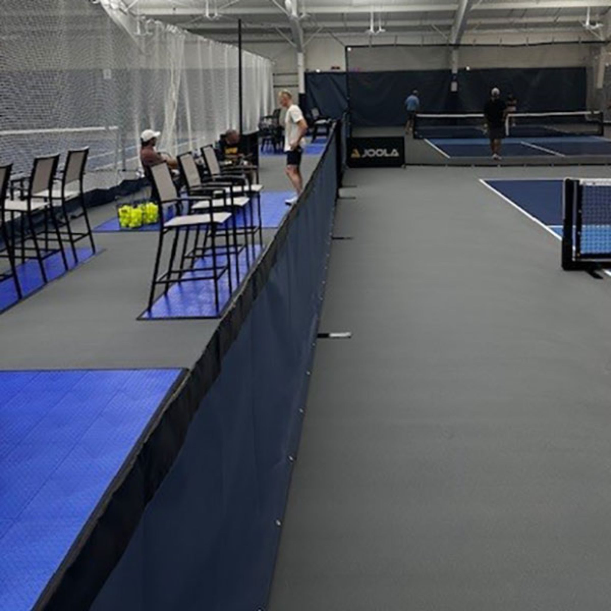 Portable pickleball court divider system for indoor gym flexible court setup