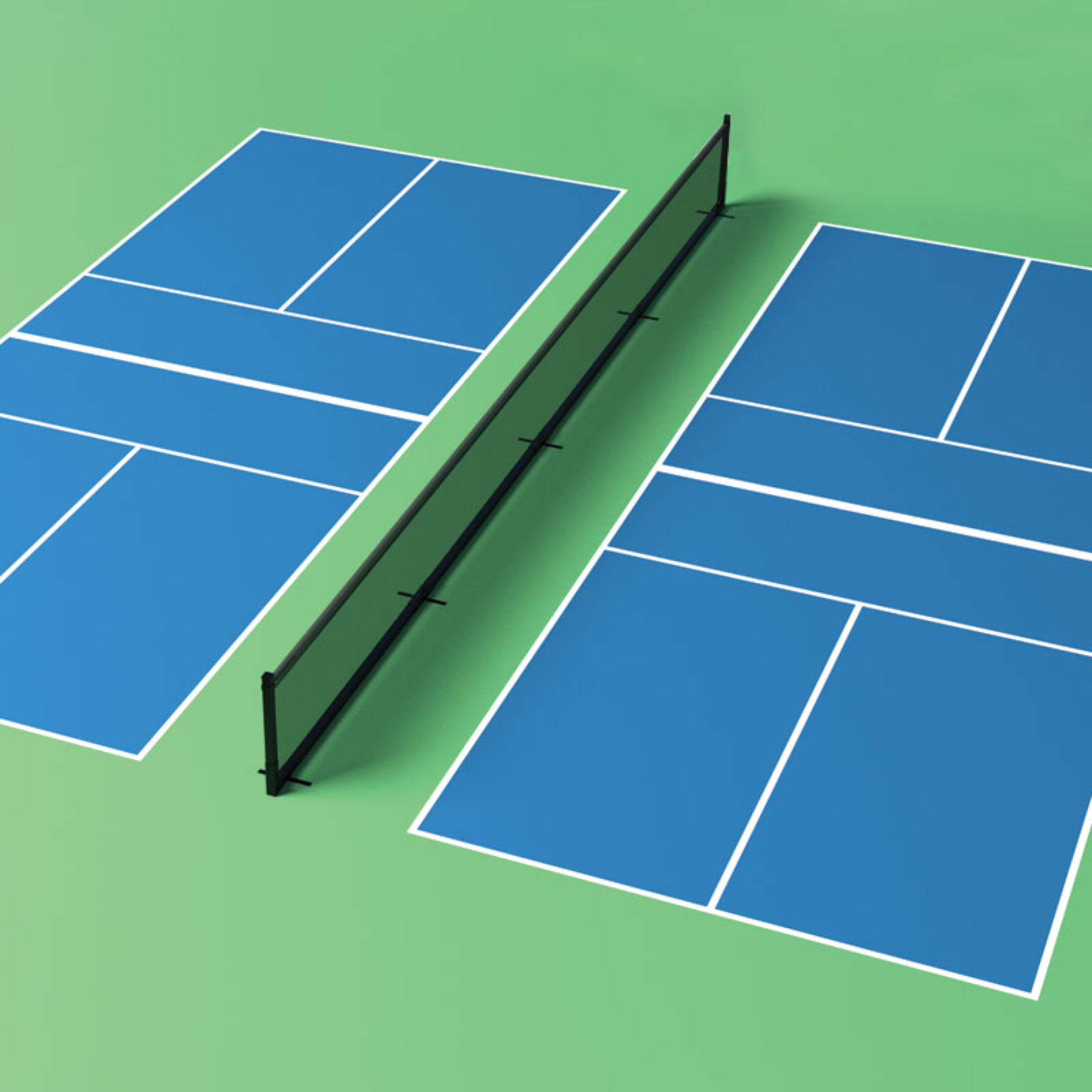 Commercial indoor pickleball divider system with steel frame and windscreen panels