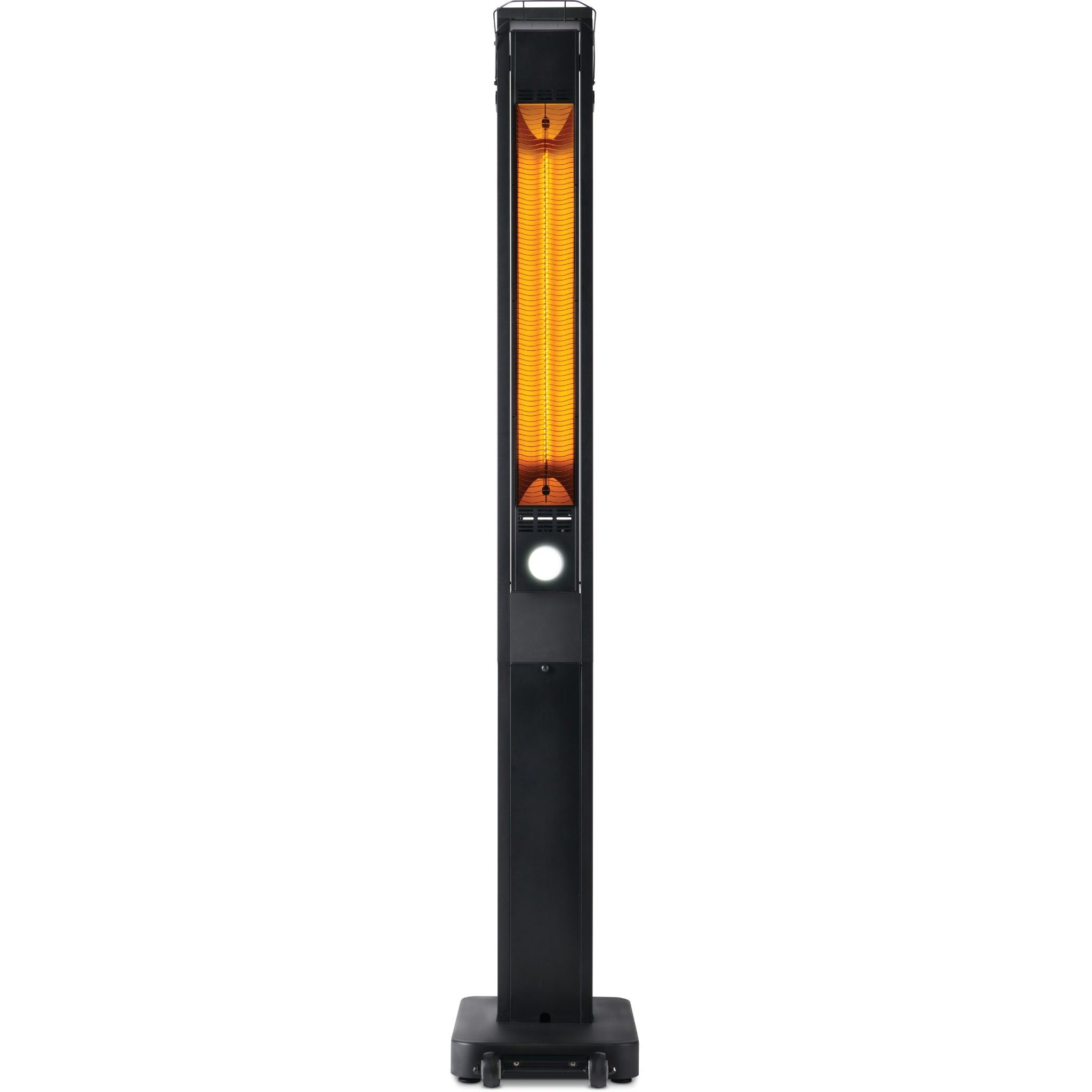 Matte black Napoleon Phantom electric infrared patio heater with wheeled base