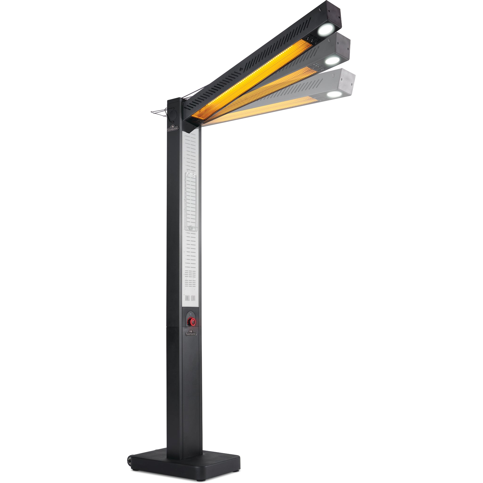 Napoleon Phantom electric patio heater with foldable cantilever arm design