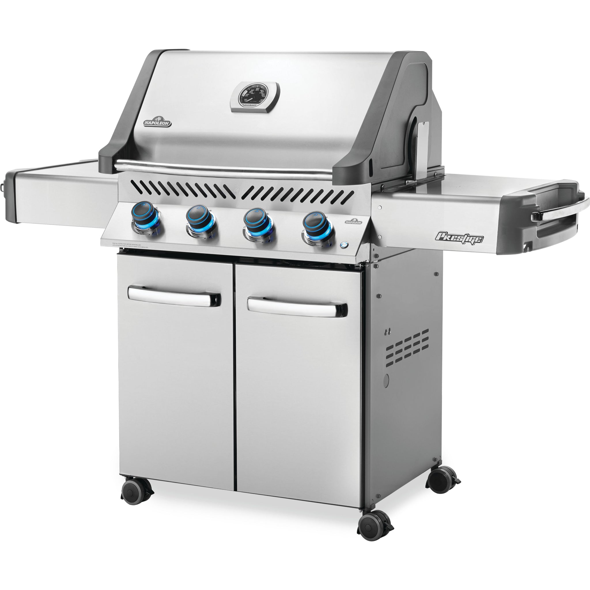Napoleon Prestige 500 gas grill with infrared side burner and stainless steel construction