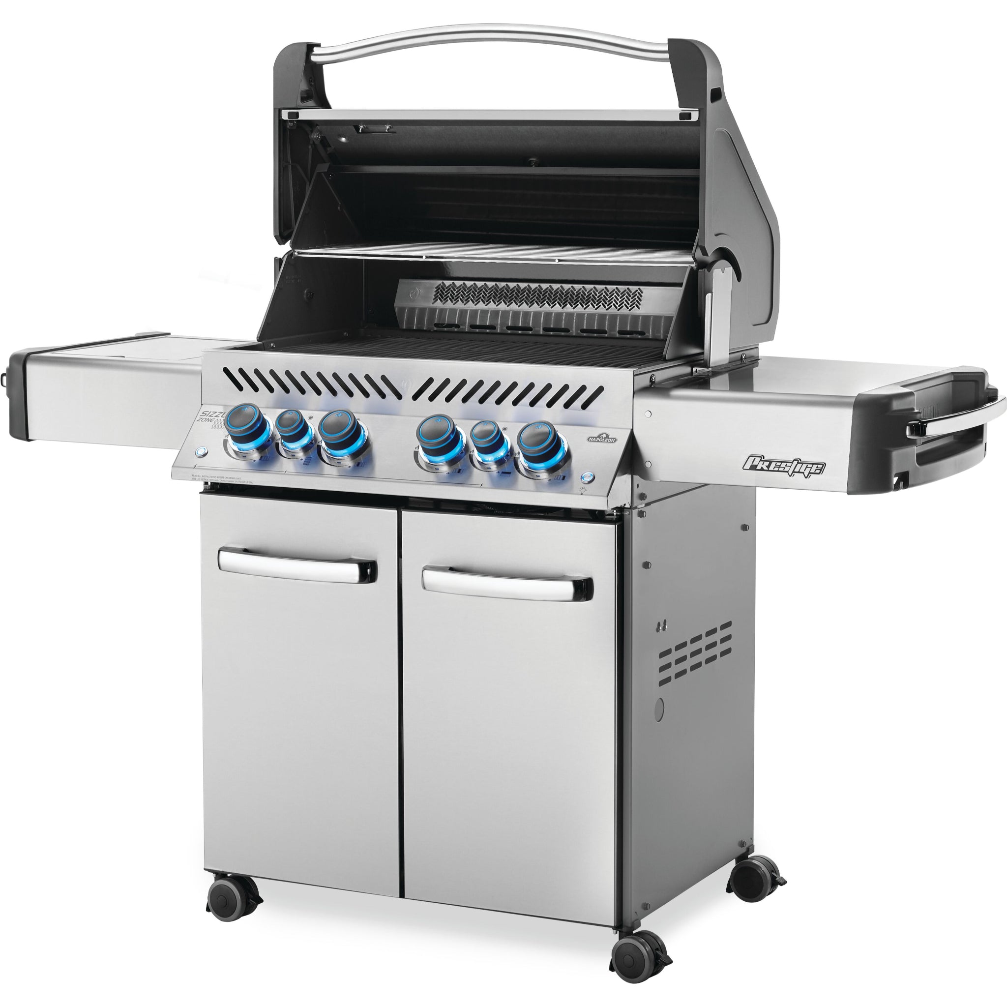 Napoleon Prestige 500 freestanding gas grill with rear rotisserie burner