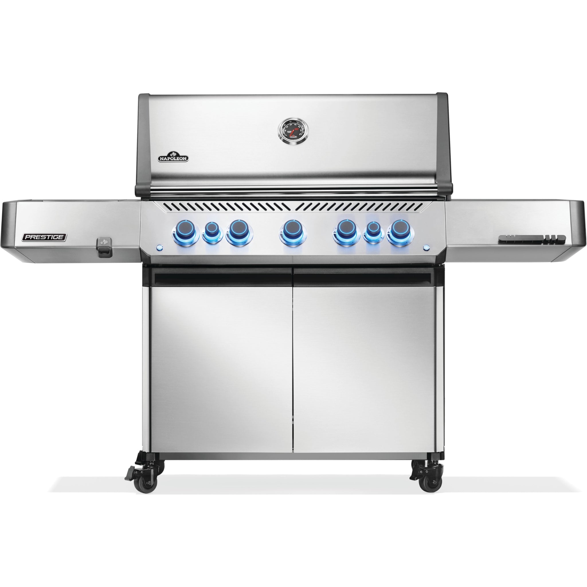 Napoleon Prestige 665 stainless steel gas grill with side sear burner and rotisserie burner