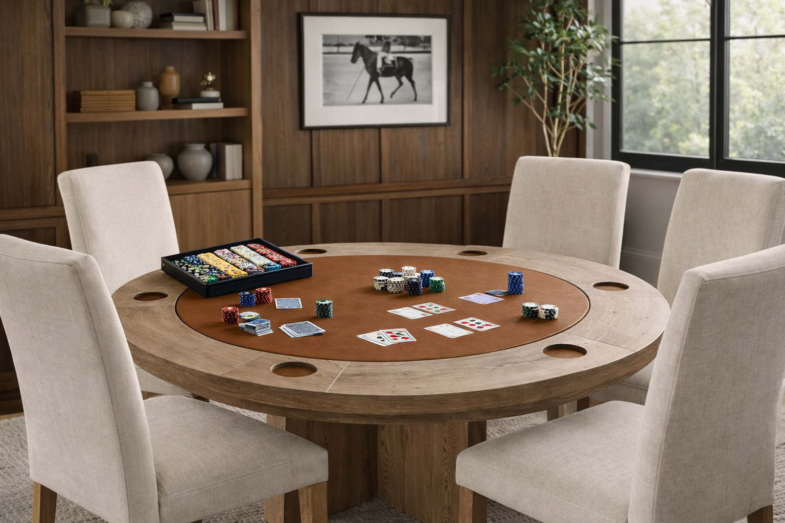 Luxury poker table designed for game nights, tournaments, and social entertaining