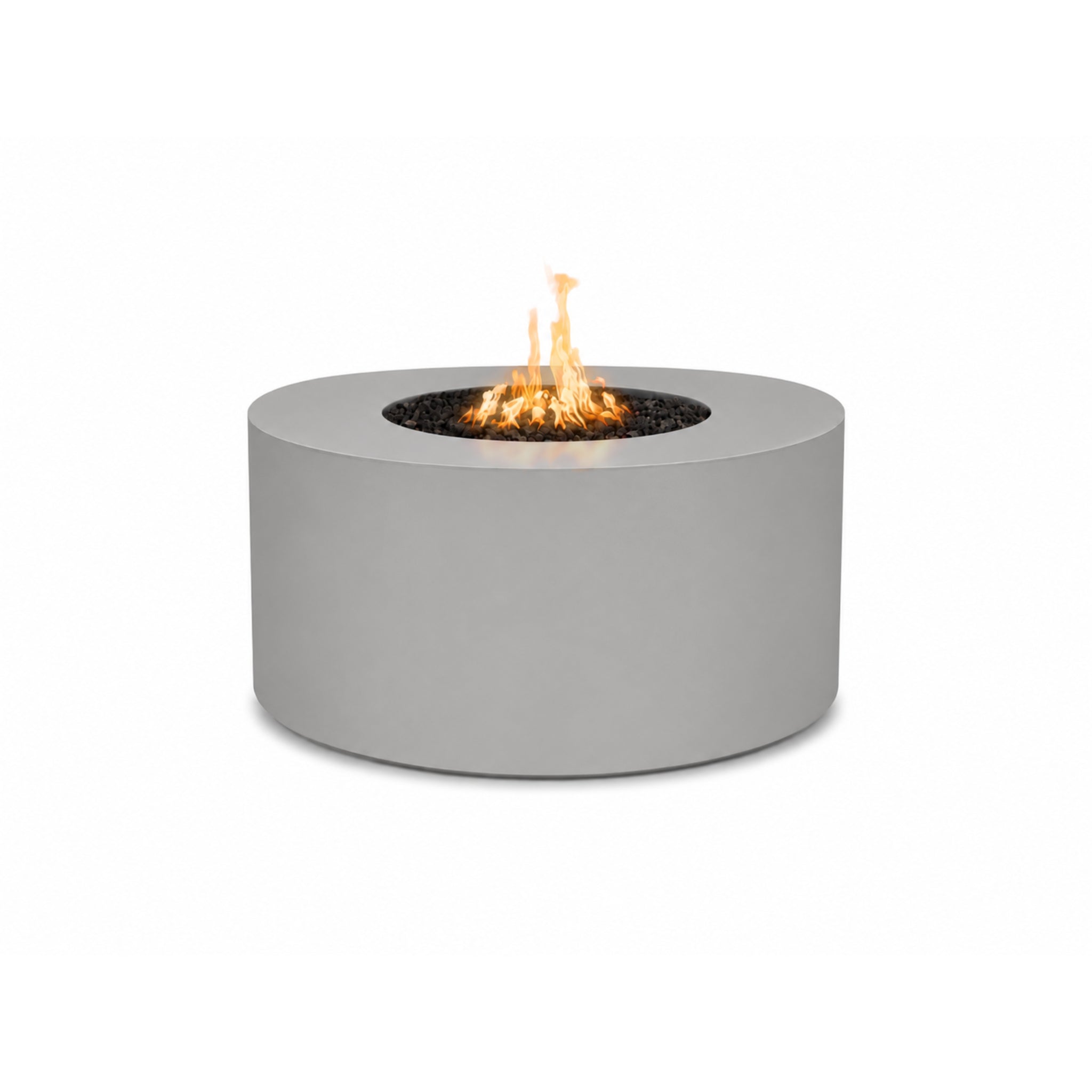 Unity Round Gas Fire Pit in Pewter Metal 48" x 24"
