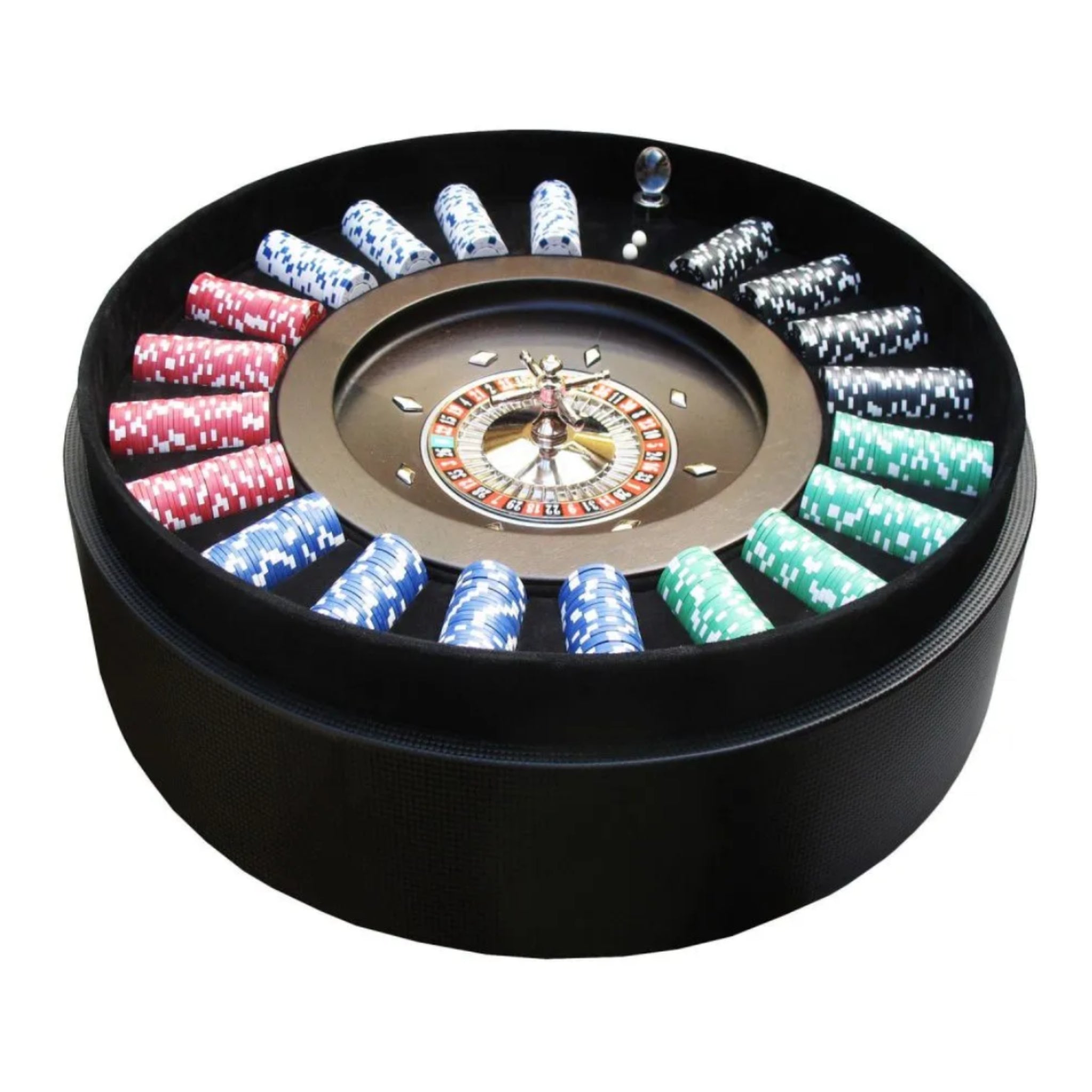 Roulette Drum in Dauphin Leather with Chips | Parker Collection -  Roulette Wheel -  Geoffrey Parker 