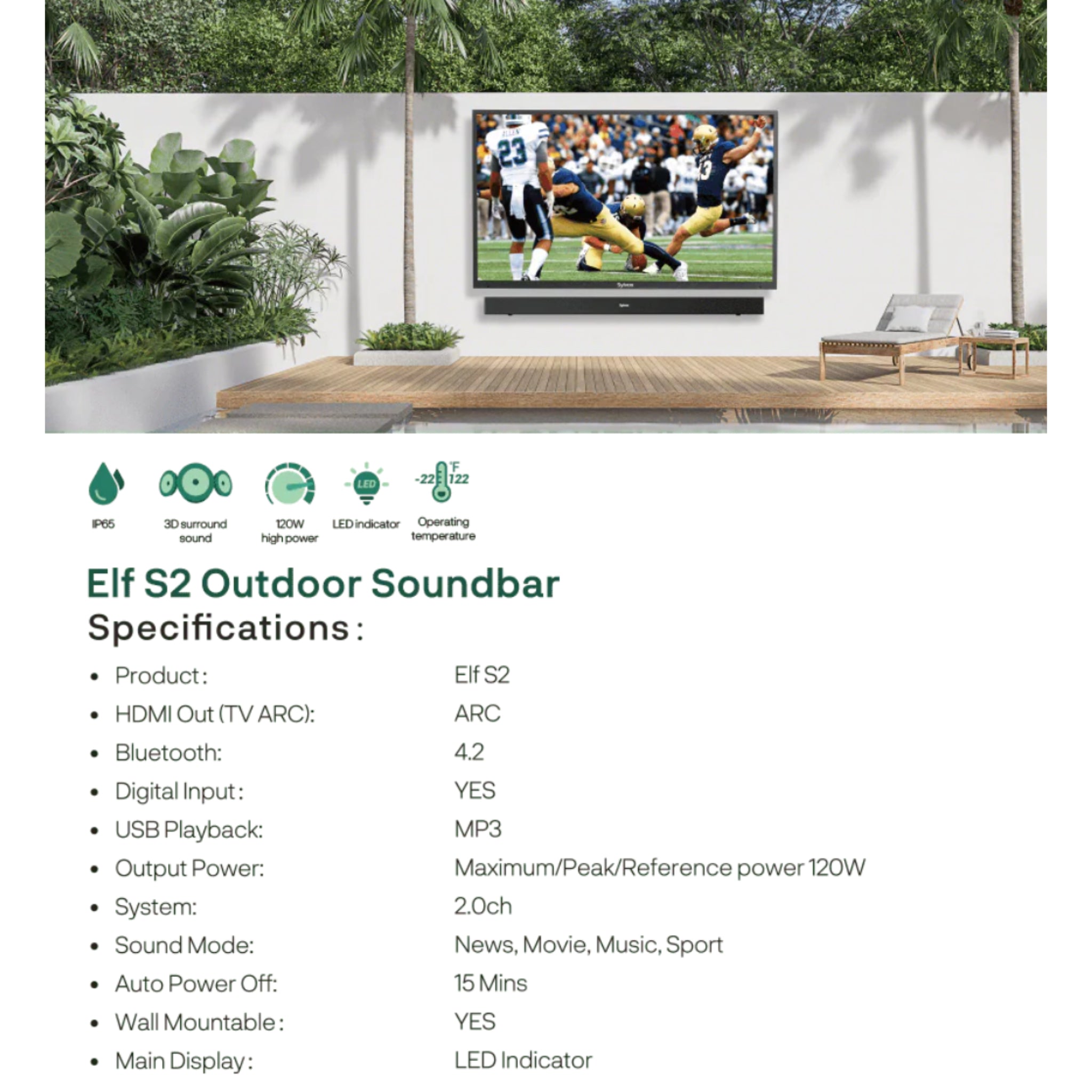 Outdoor Pro Bluetooth 2.0 Waterproof Soundbar